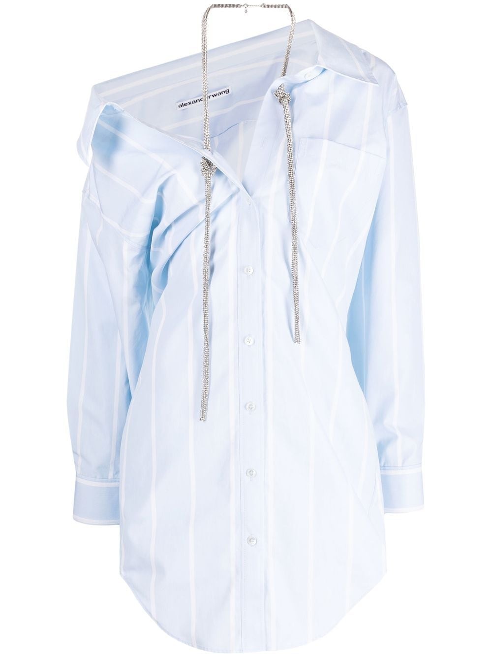 striped crystal-embellished shirt dress - 1