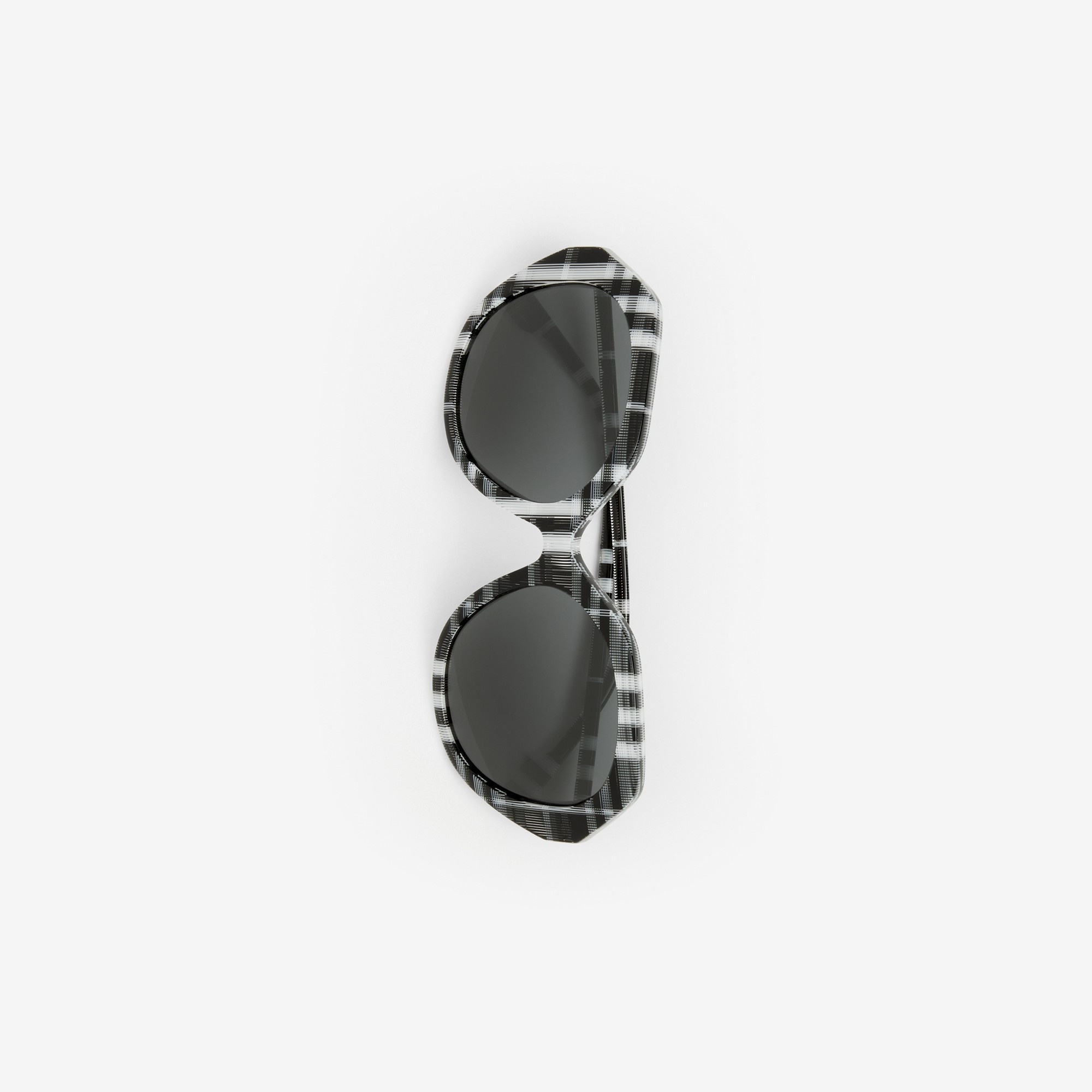 Oversized Check Geometric Frame Sunglasses - 2