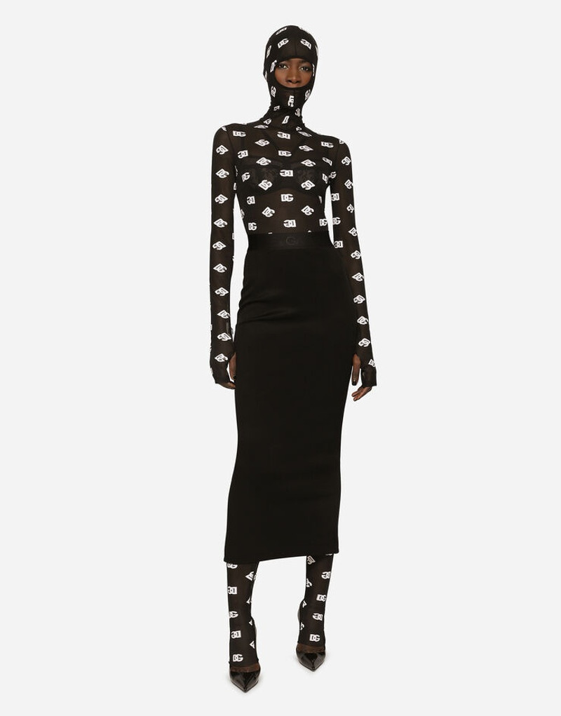 Marquisette jumpsuit with hood and logo print - 1