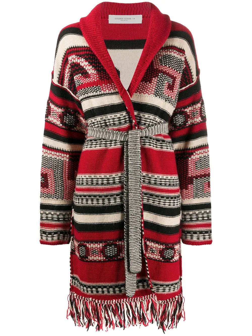 intarsia cardi-coat - 1