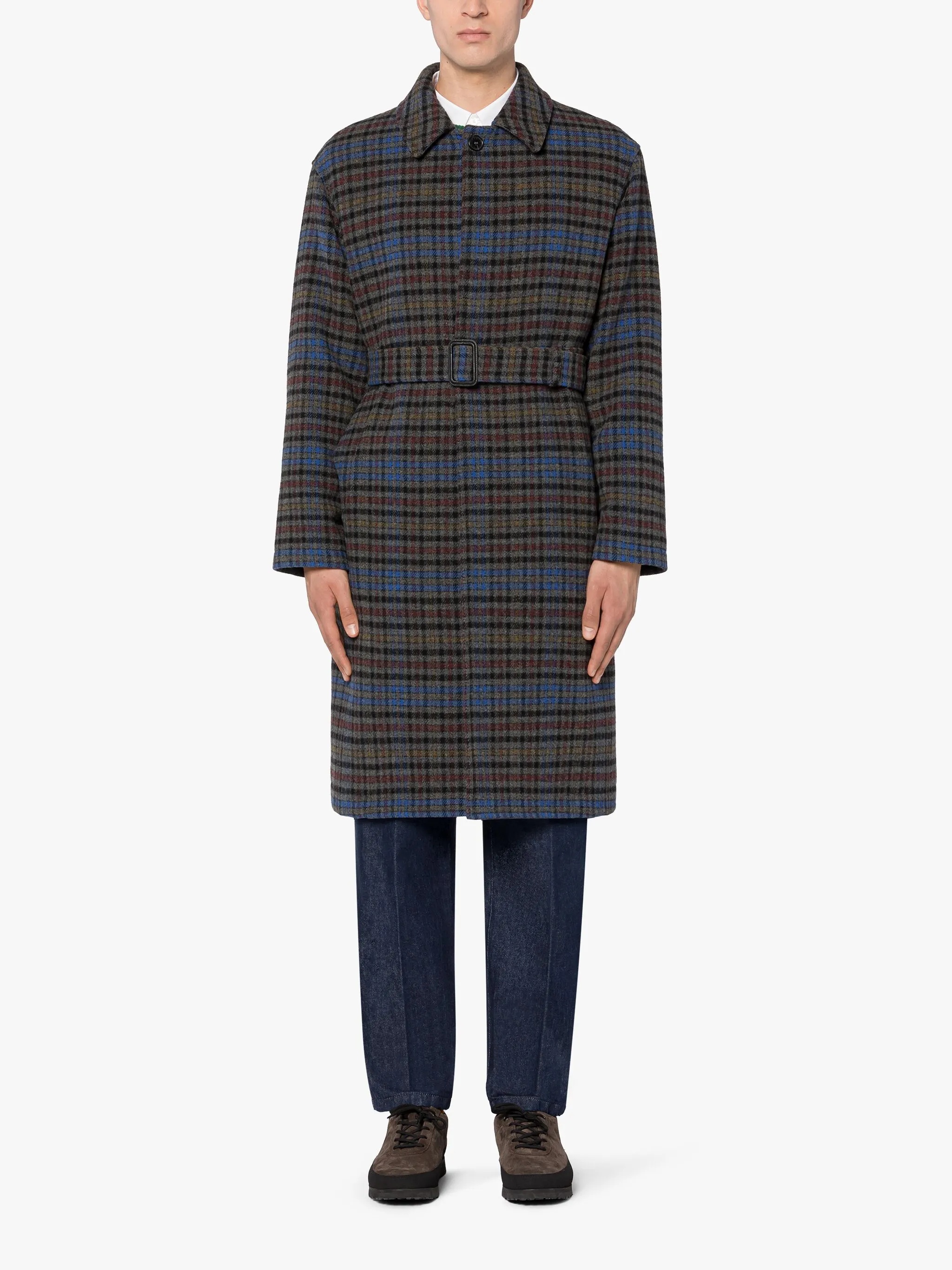 MILAN GREY CHECK WOOL COAT - 2