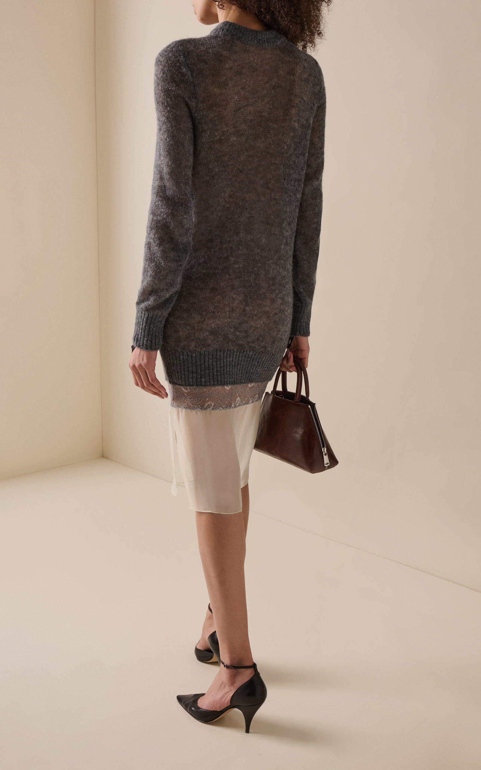 Multi Layer Pullover Wool Dress grey - 4