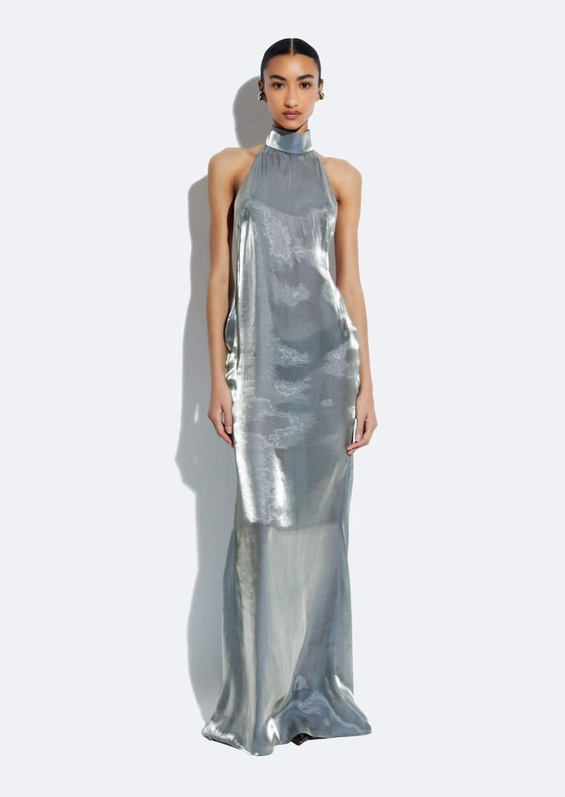 LAPOINTE Metallic Organza Halter Open Back Gown outlook