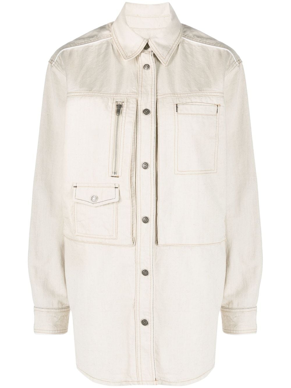 cotton-hemp blend shirt jacket - 1