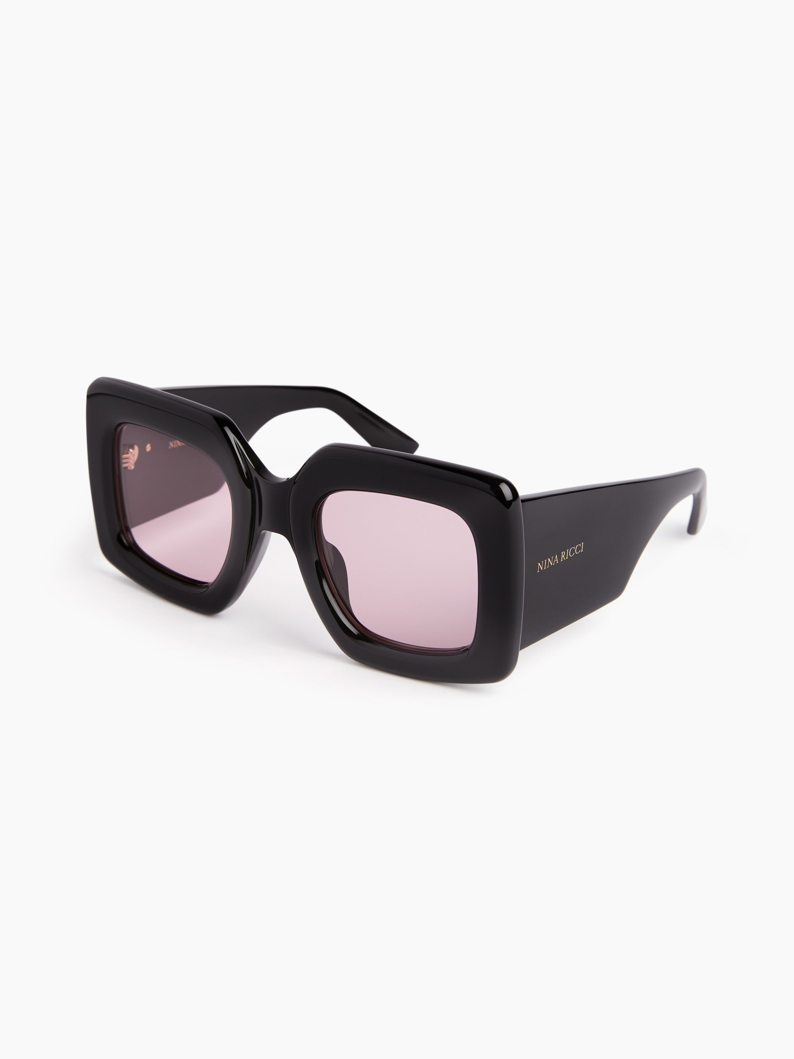 Precious square shiny black Sunglasses - 4