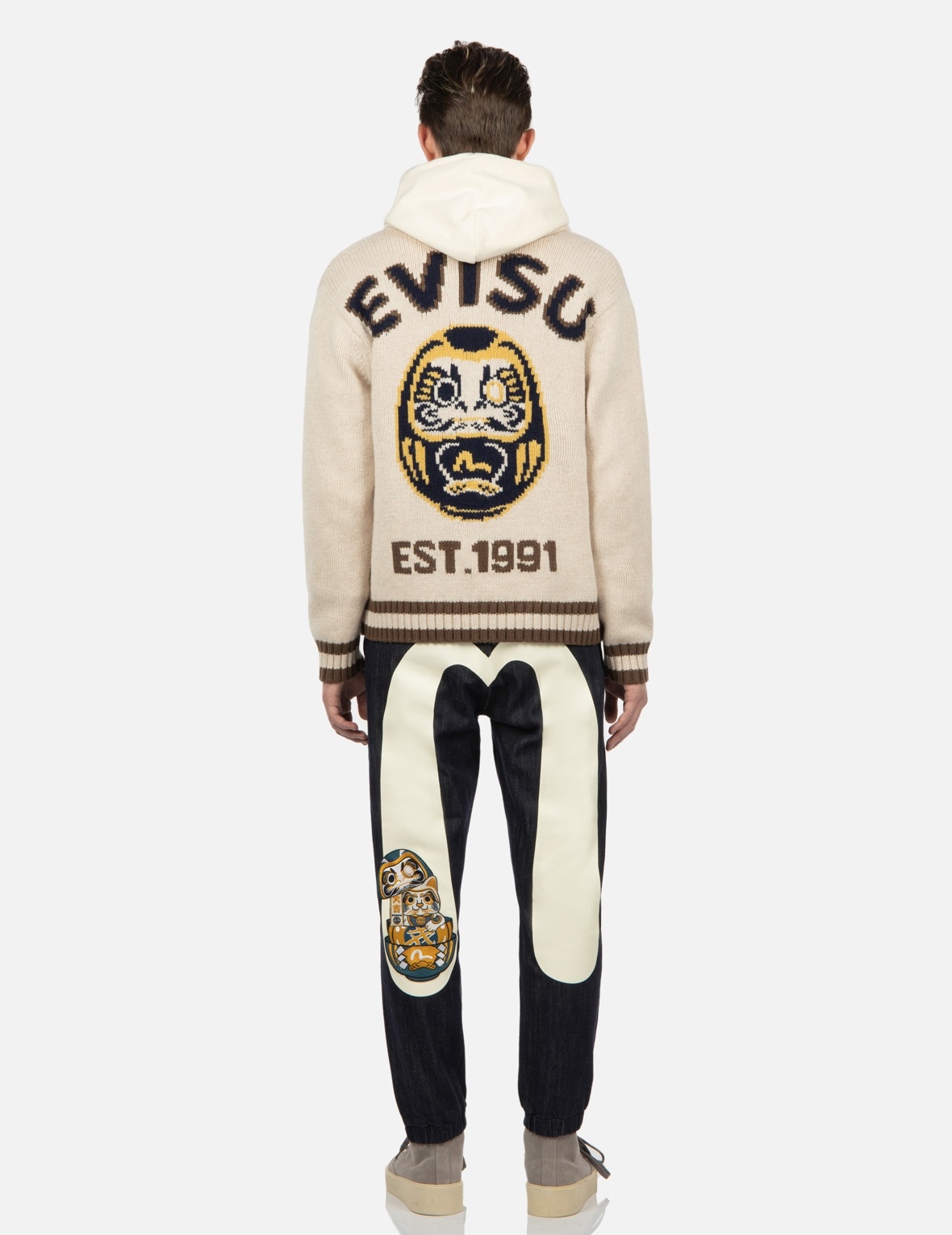 DARUMA INTARSIA-KNIT ZIP-UP SWEATER - 5