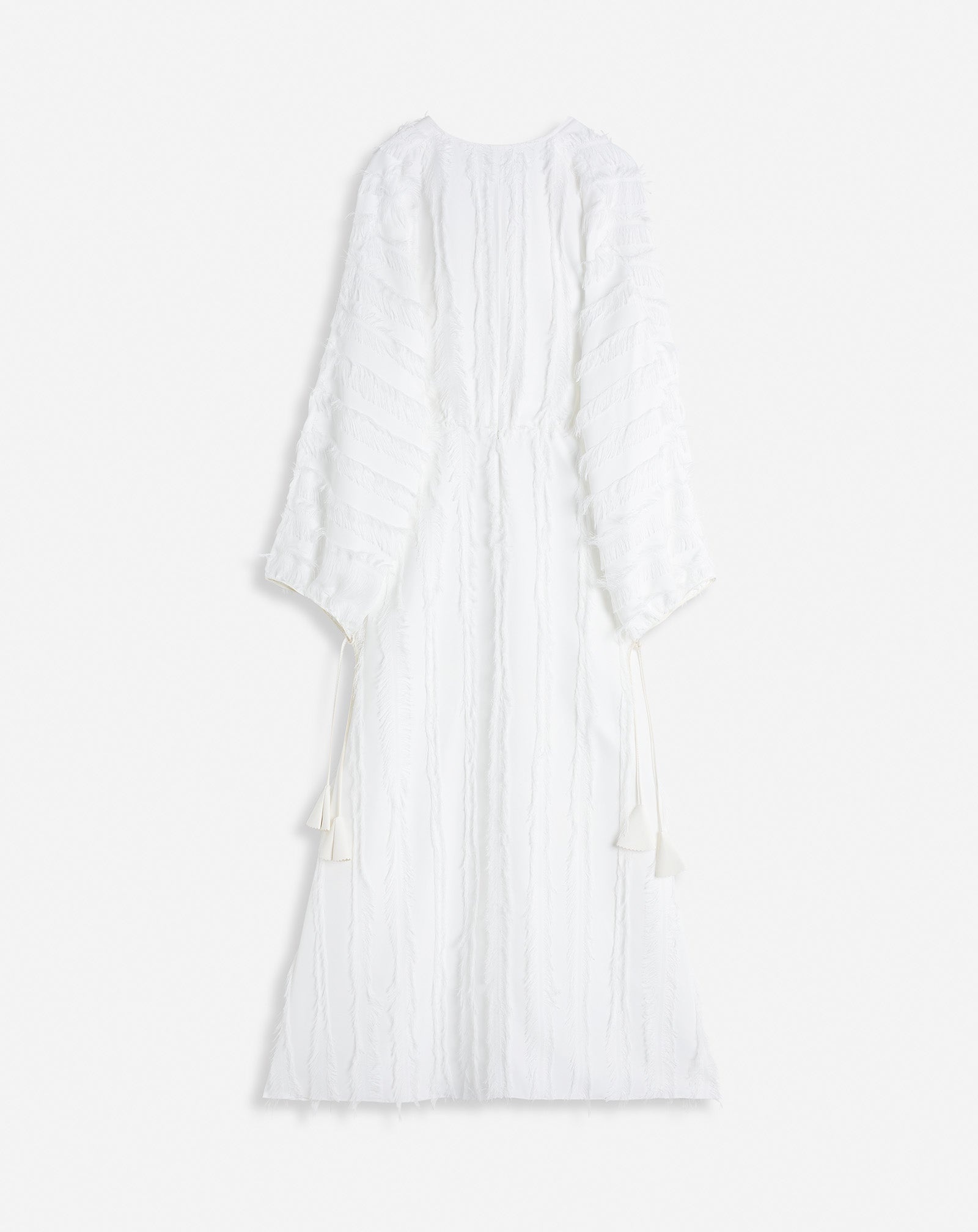 ELBOW SLEEVE MIDI DRESS WITH FRINGES - 2