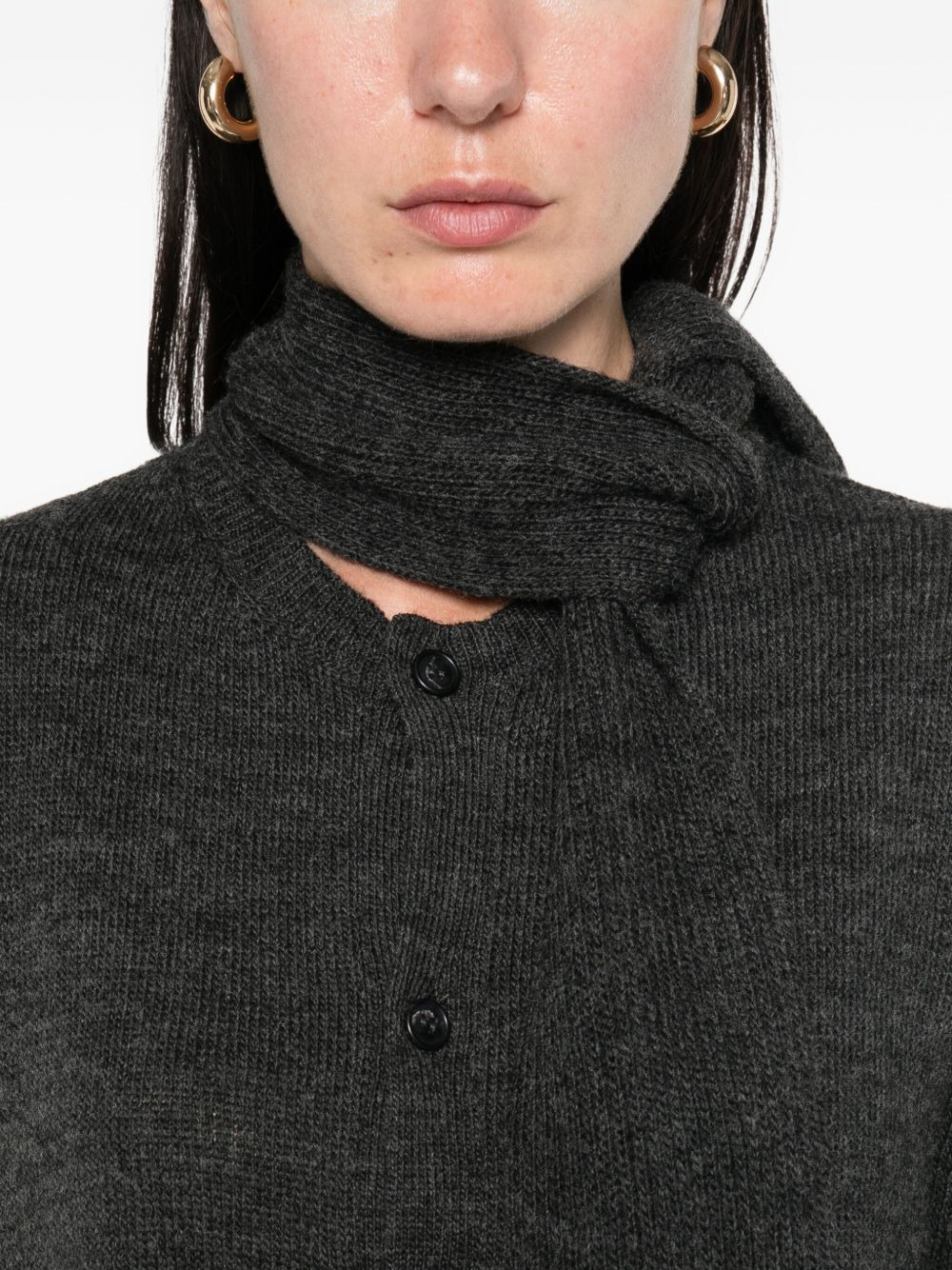 buttoned tie-neck cardigan - 5