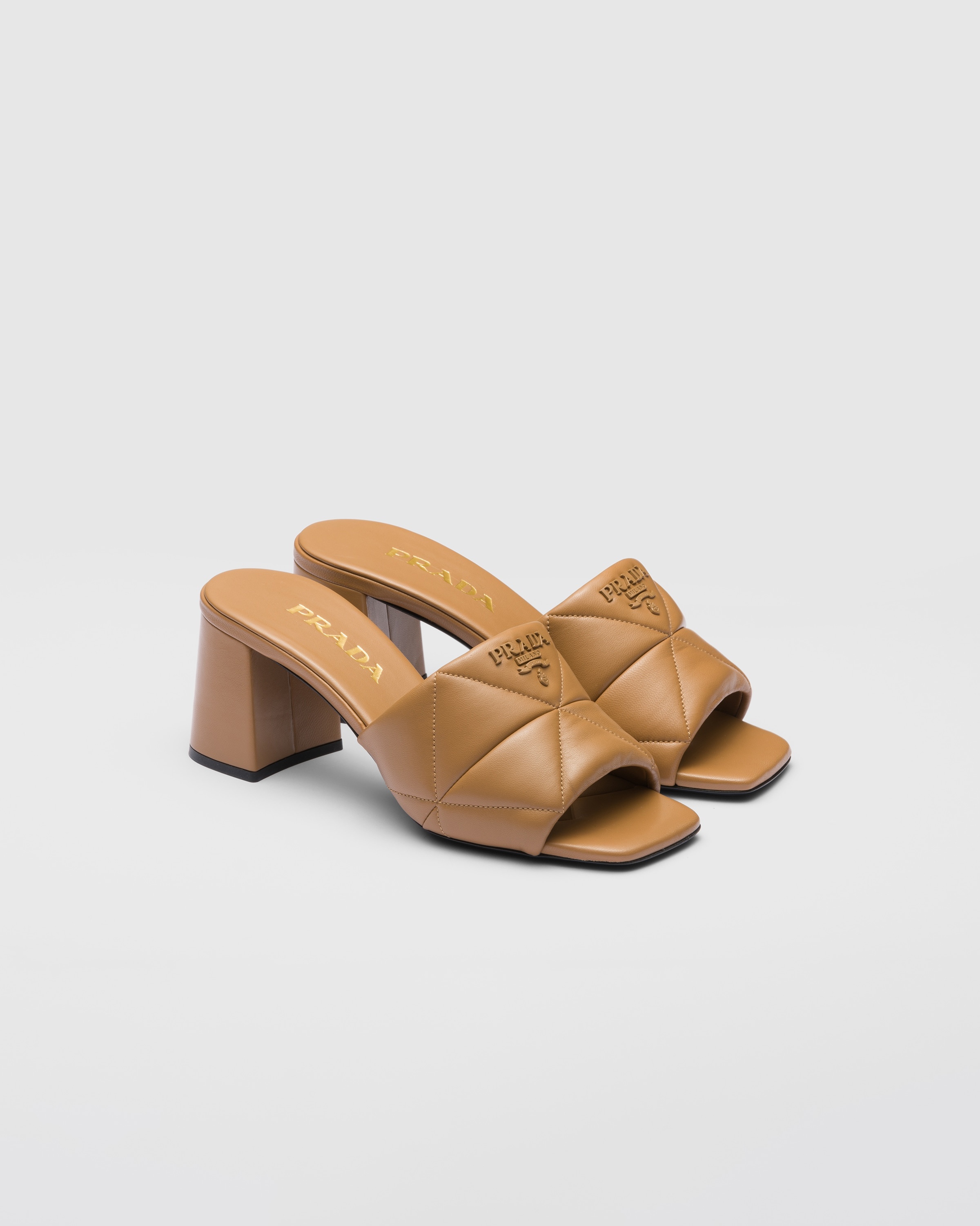 Quilted nappa leather heeled sandals - 1