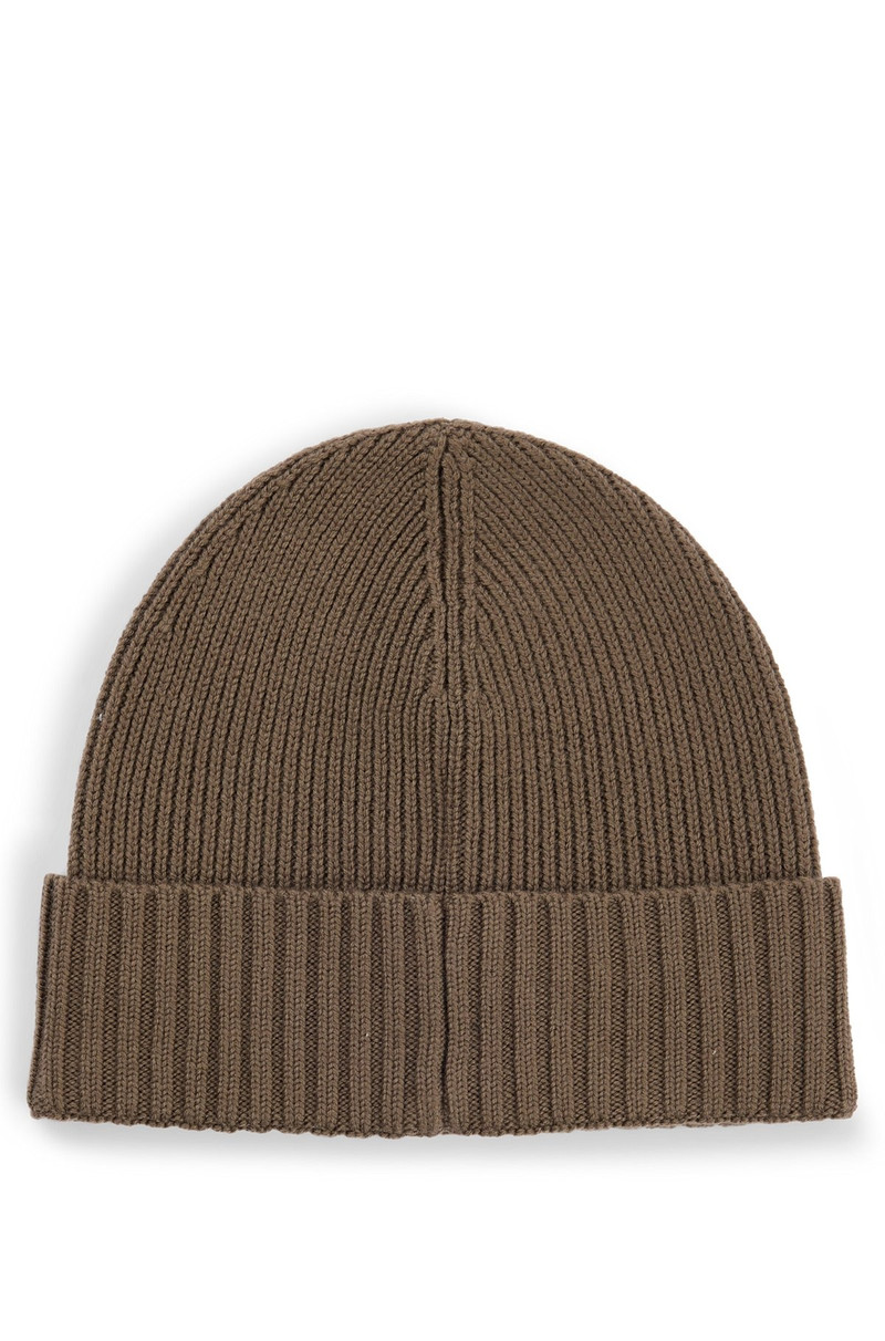 BOSS RIBBED BEANIE HAT IN MERINO WOOL outlook