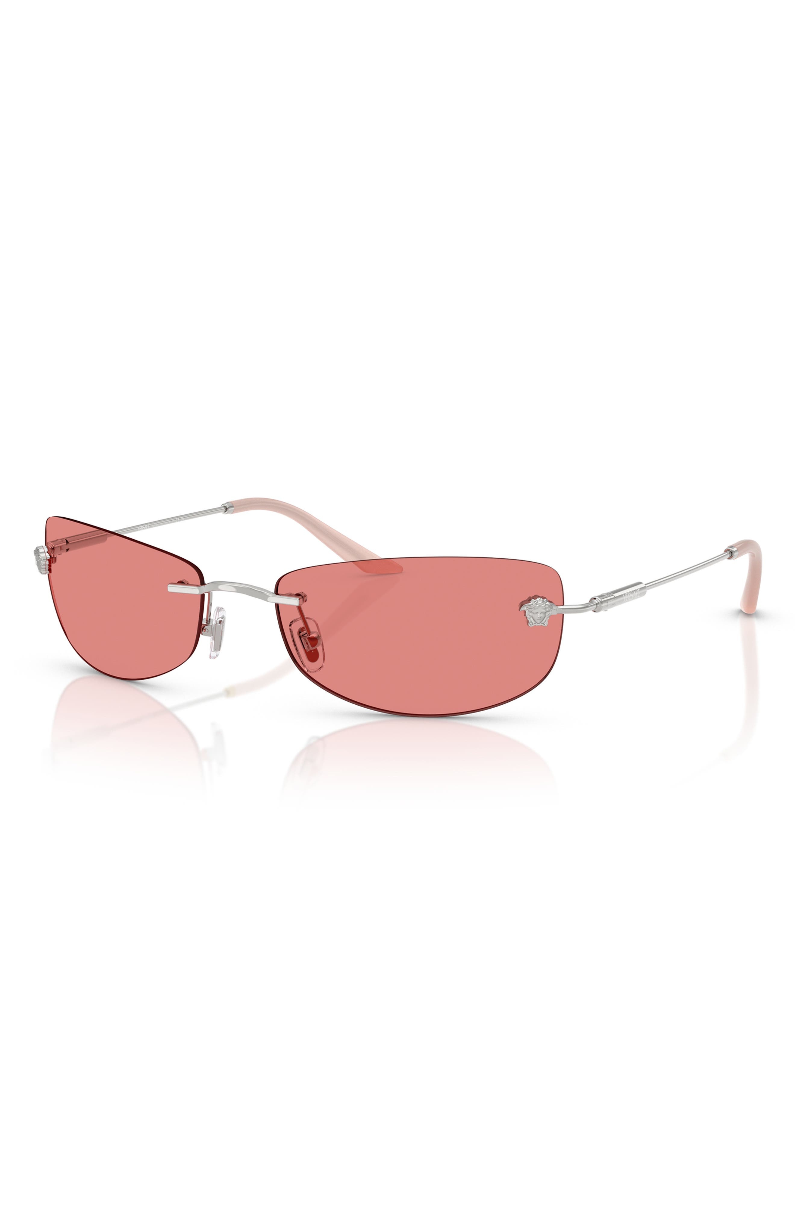 Versace 60mm Rectangular Sunglasses in Silver/Rose at Nordstrom - 2