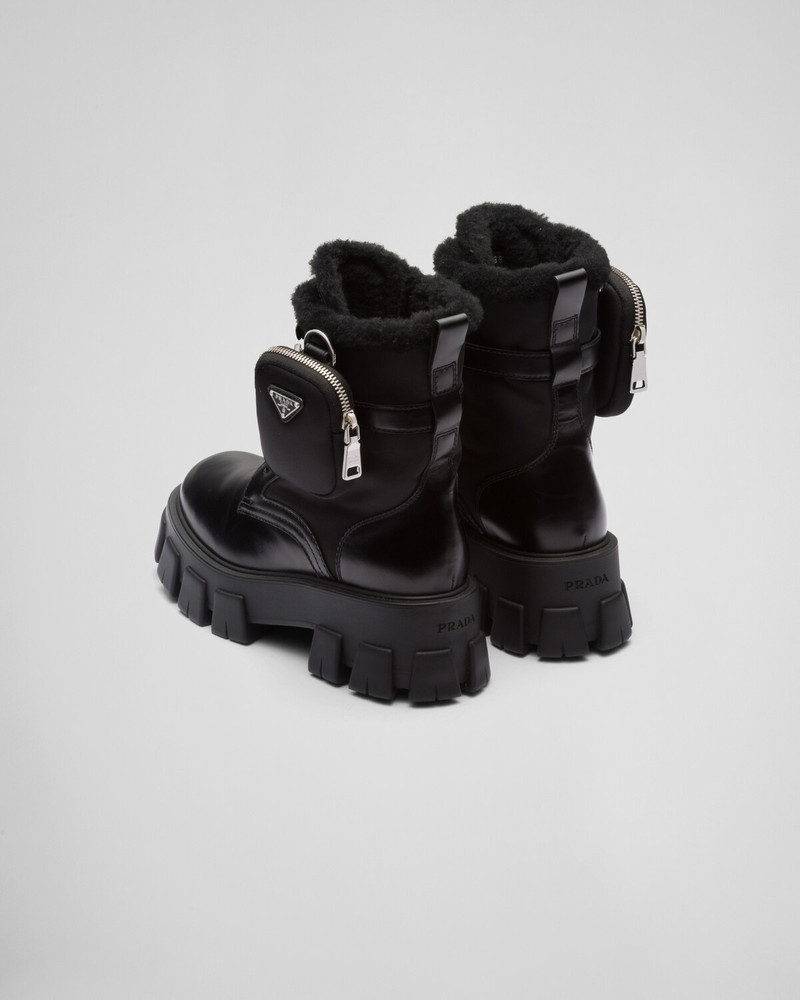Monolith leather and nylon biker boots 3
