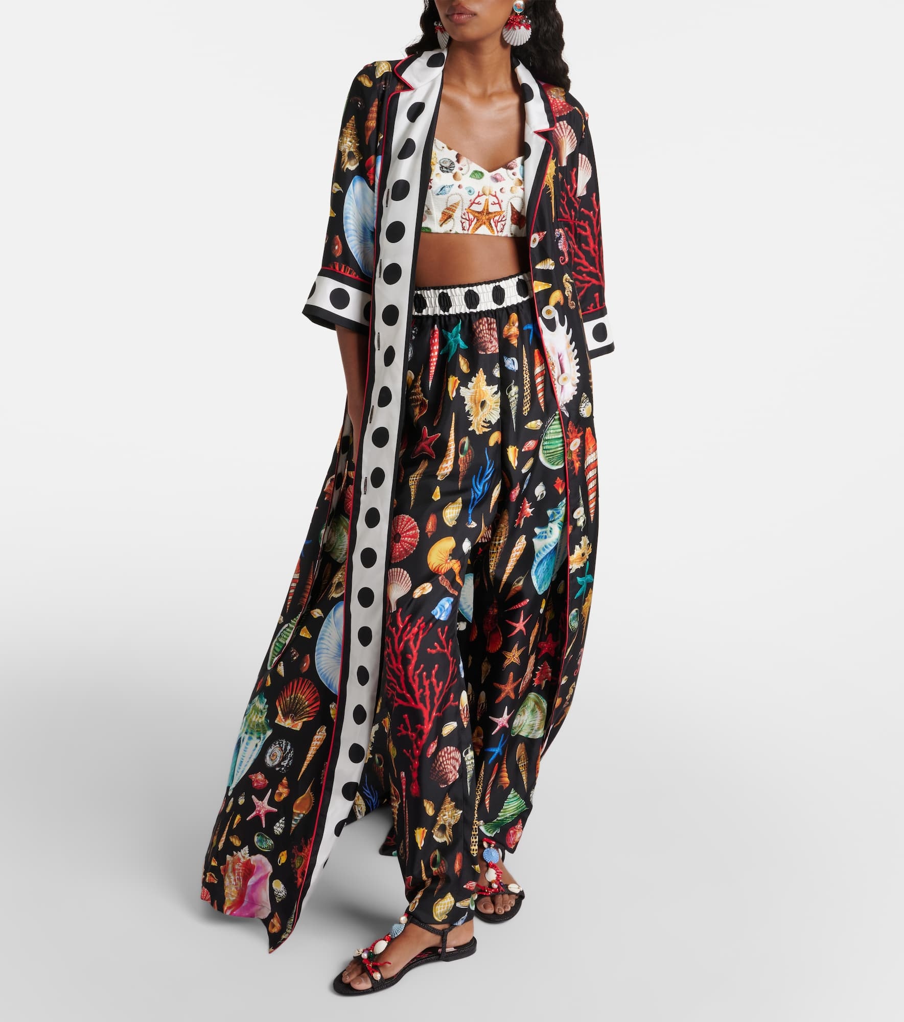 Capri printed silk satin robe - 2