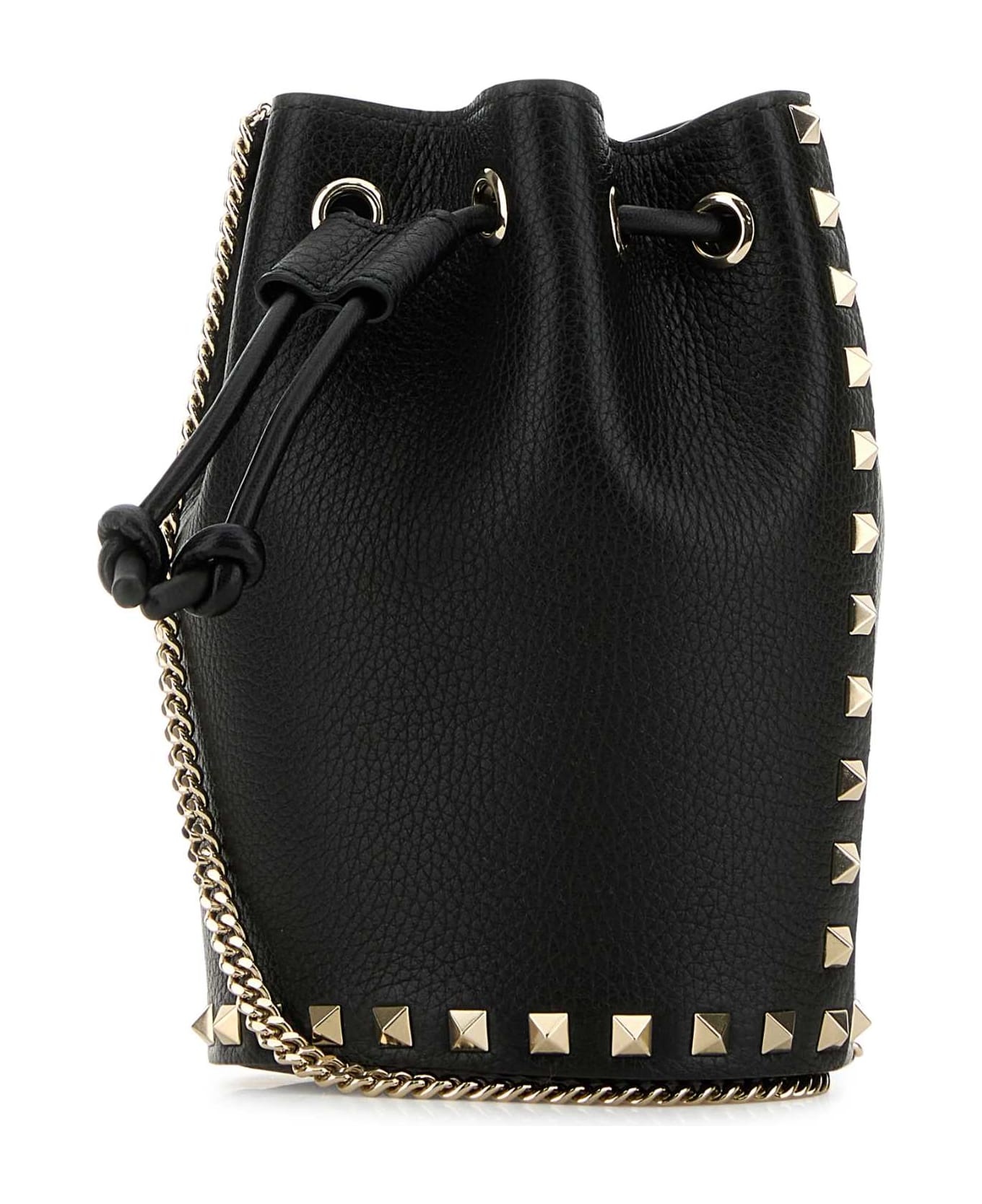Black Leather Bucket Bag - 2