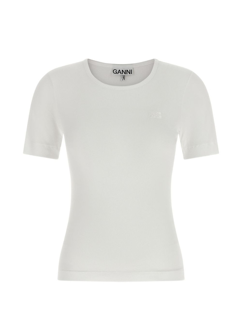 ribbed logo-embroidered T-shirt 1