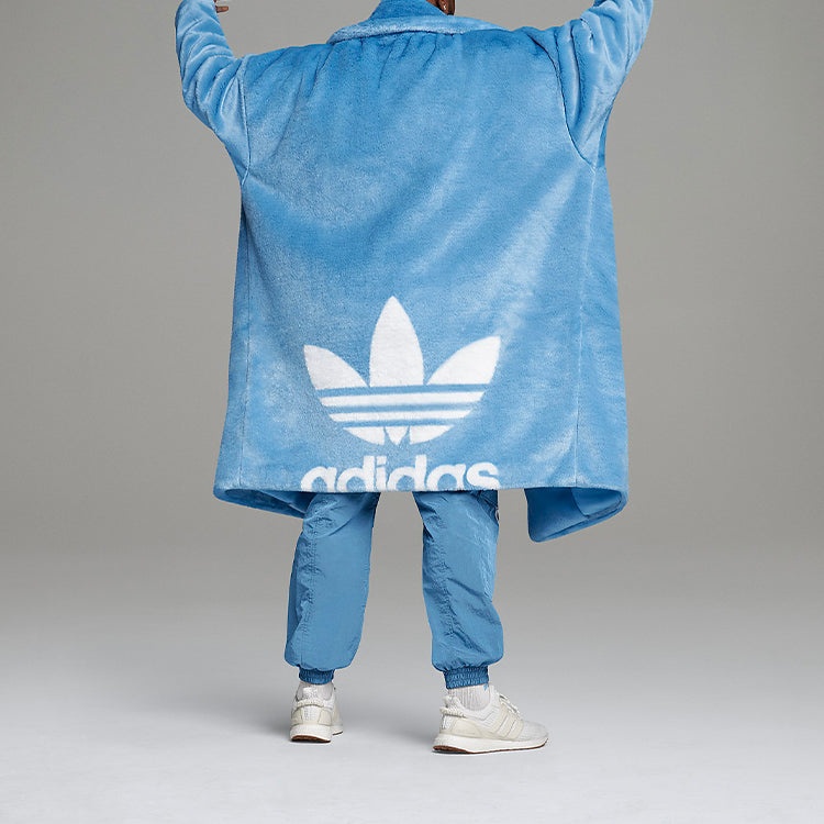 adidas originals x Ivy Park Crossover Plush Long Large Jacket Couple Style Blue H18983 - 7