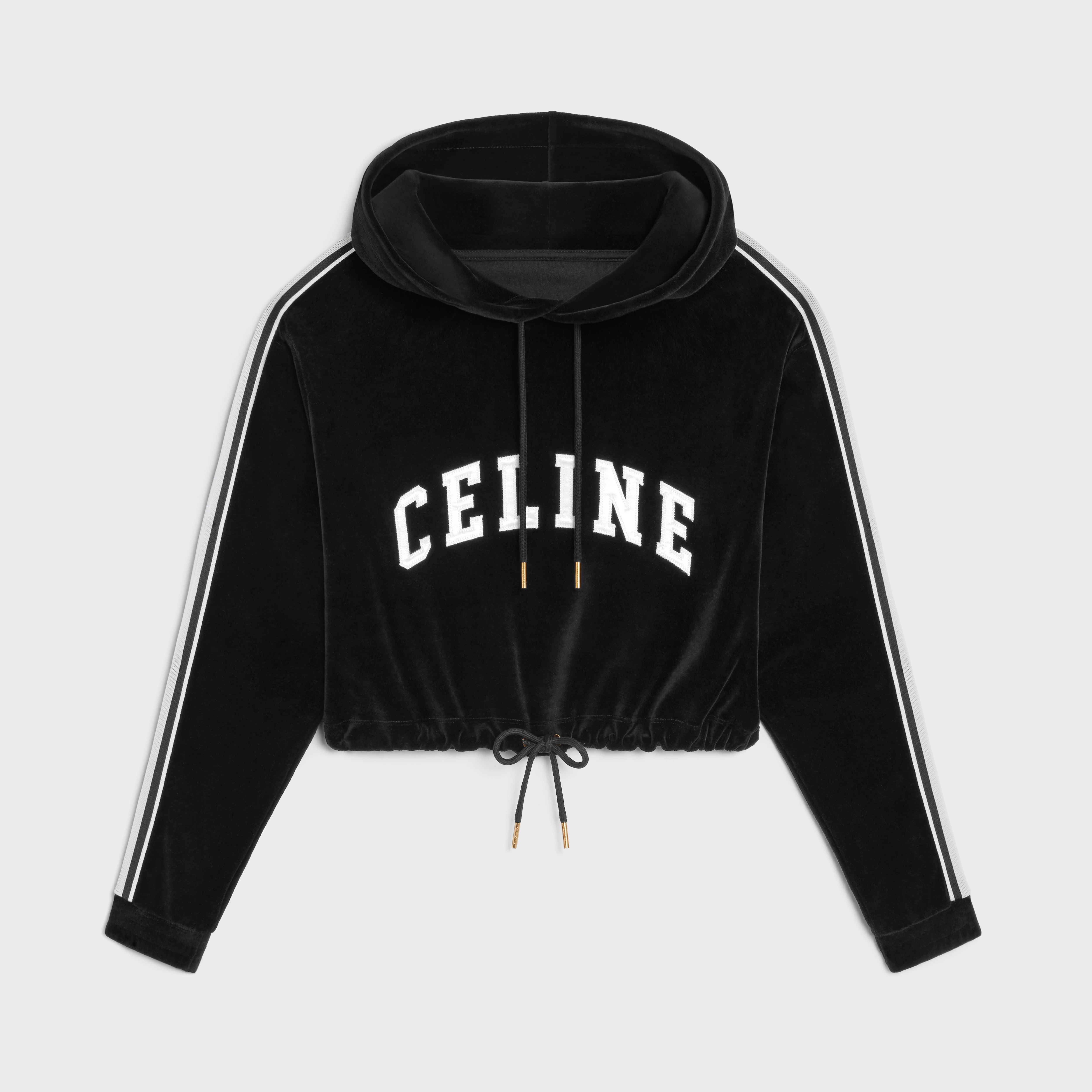 celine cropped hoodie in velvet jersey - 1