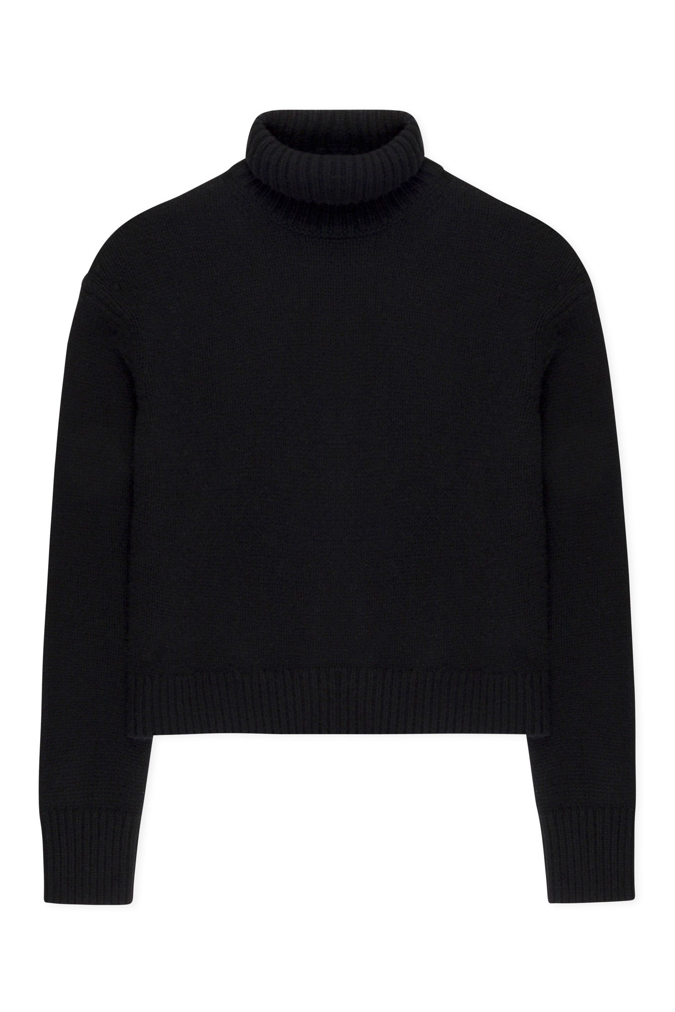 BLACK CASHMERE HEAVY TURTLENECK SWEATER - 10