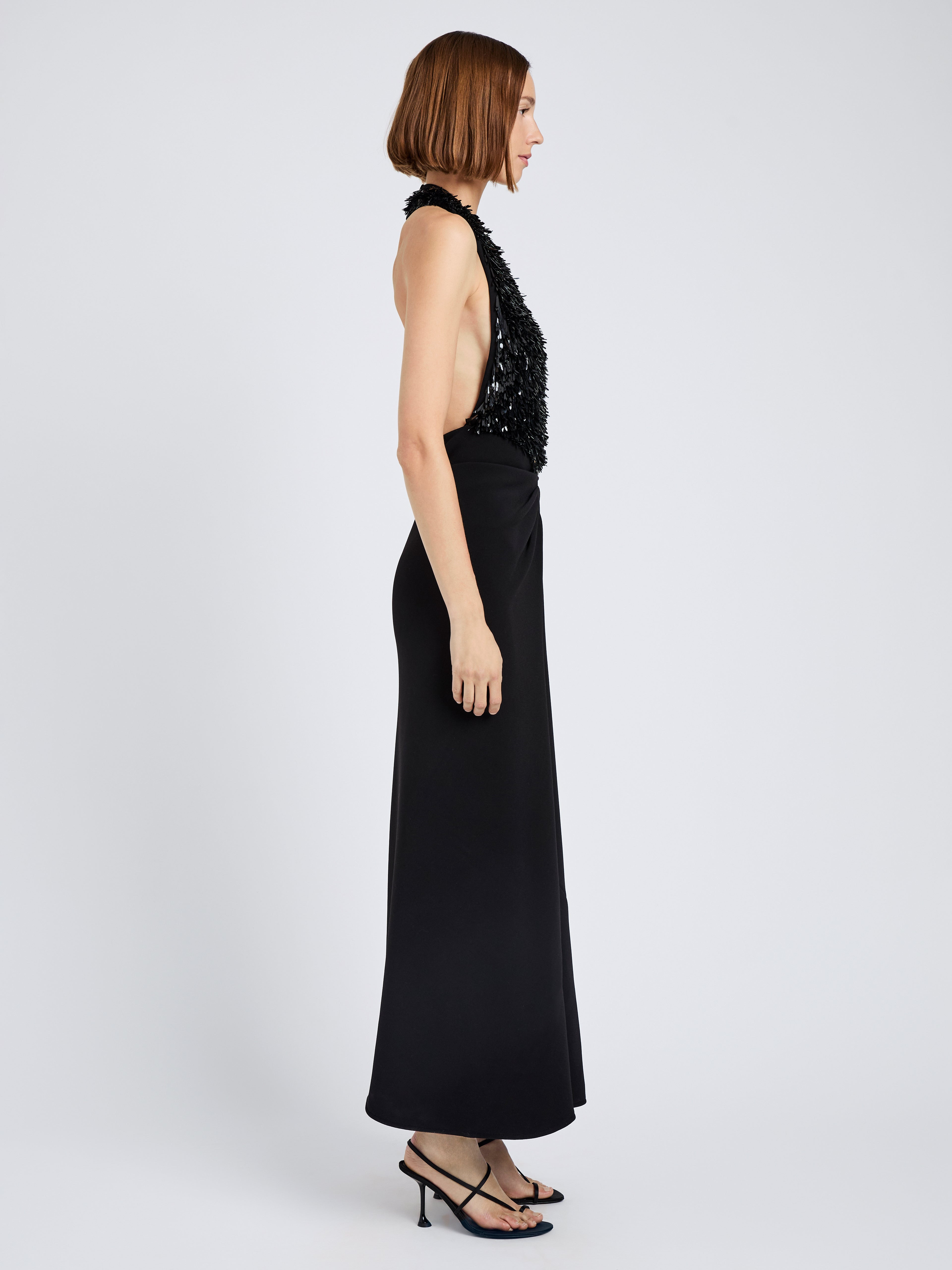 Moira Dress in Embroidered Compact Crepe - 3
