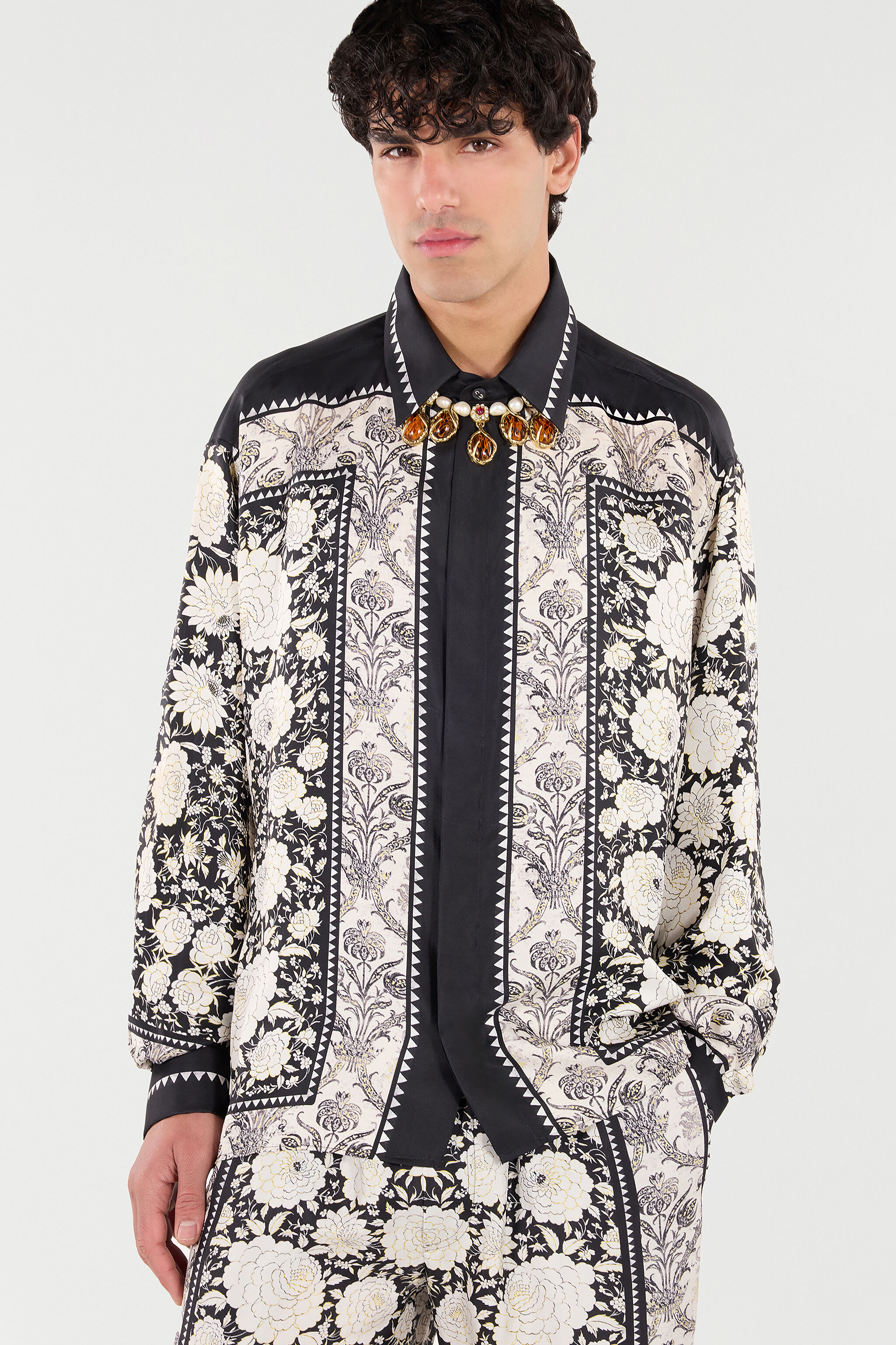 Silk Shirt With Floral Print - 6