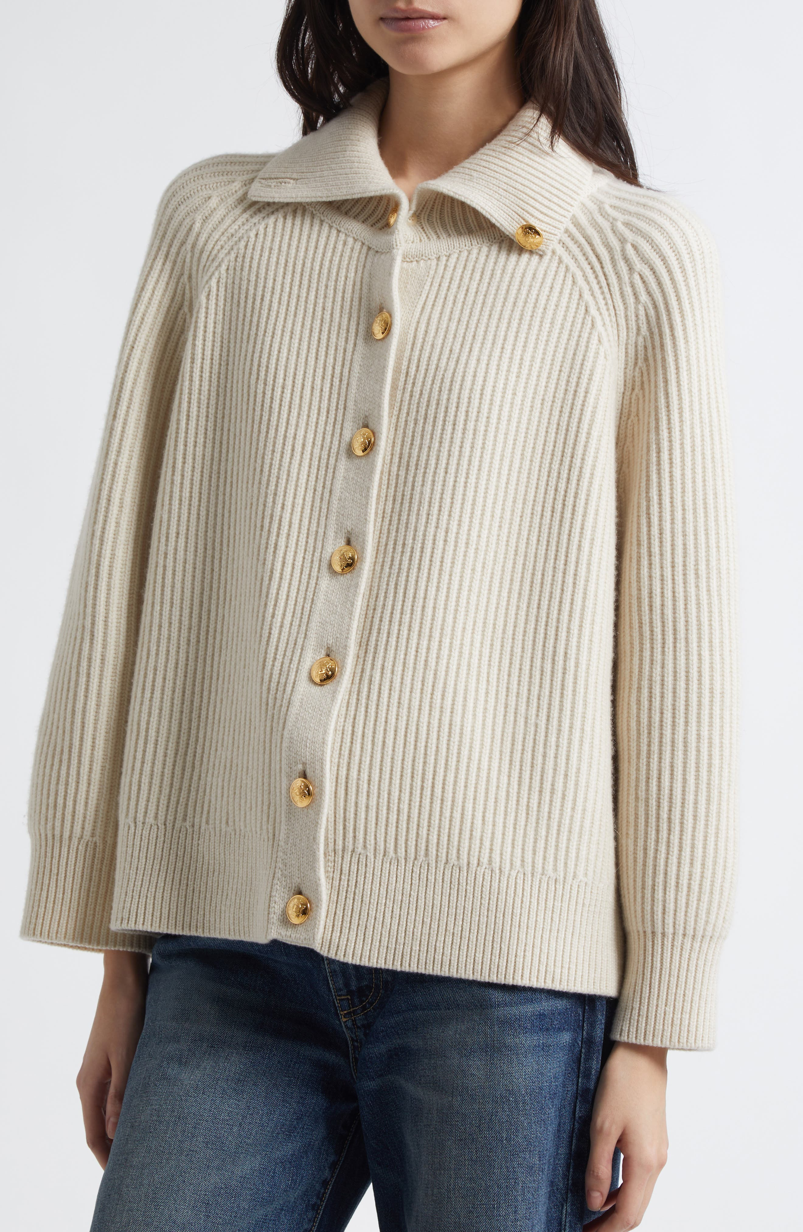 Nili Lotan Deryl Fisherman Knit Cashmere Cardigan in Ivory at Nordstrom - 5