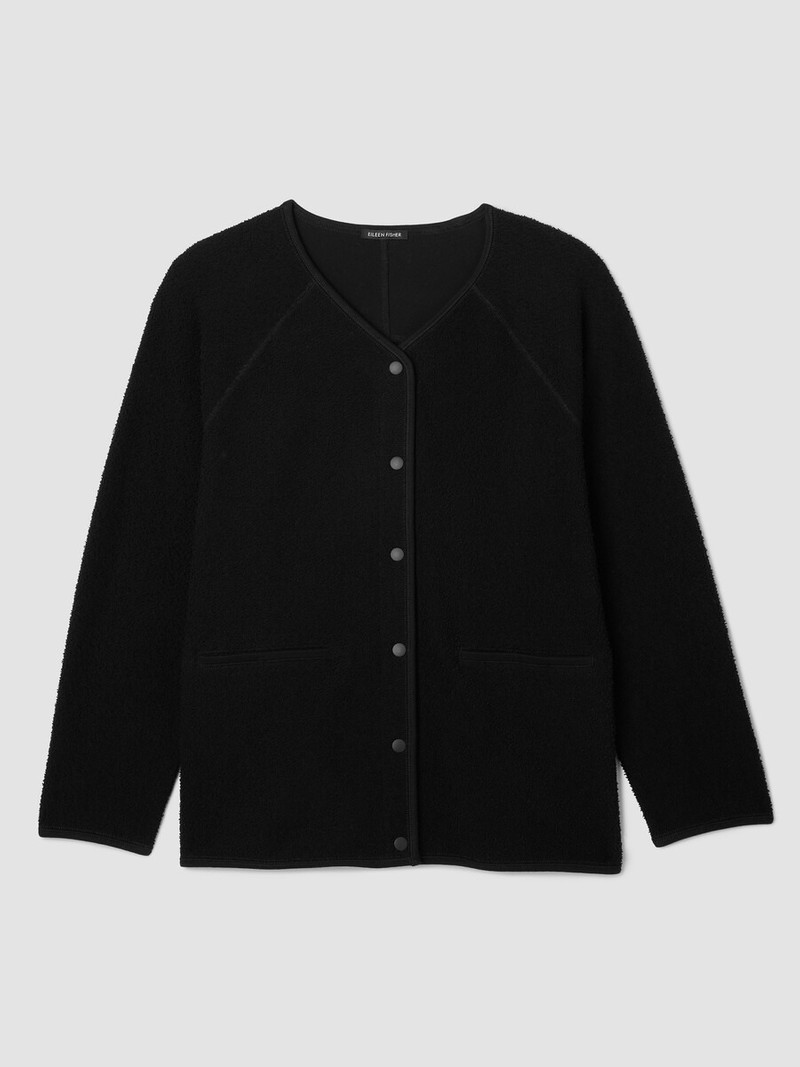 Organic Cotton Stretch Boucle V-Neck Jacket 1