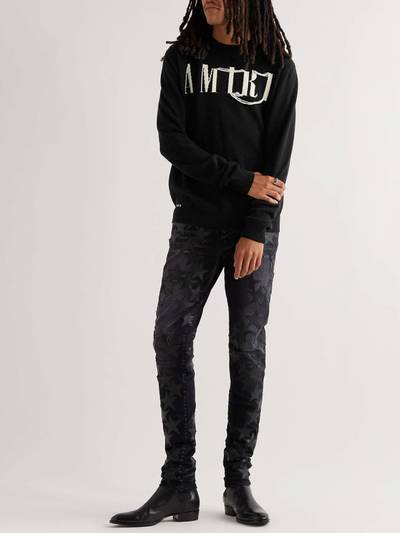 AMIRI Distressed Logo-Intarsia Cashmere Sweater outlook