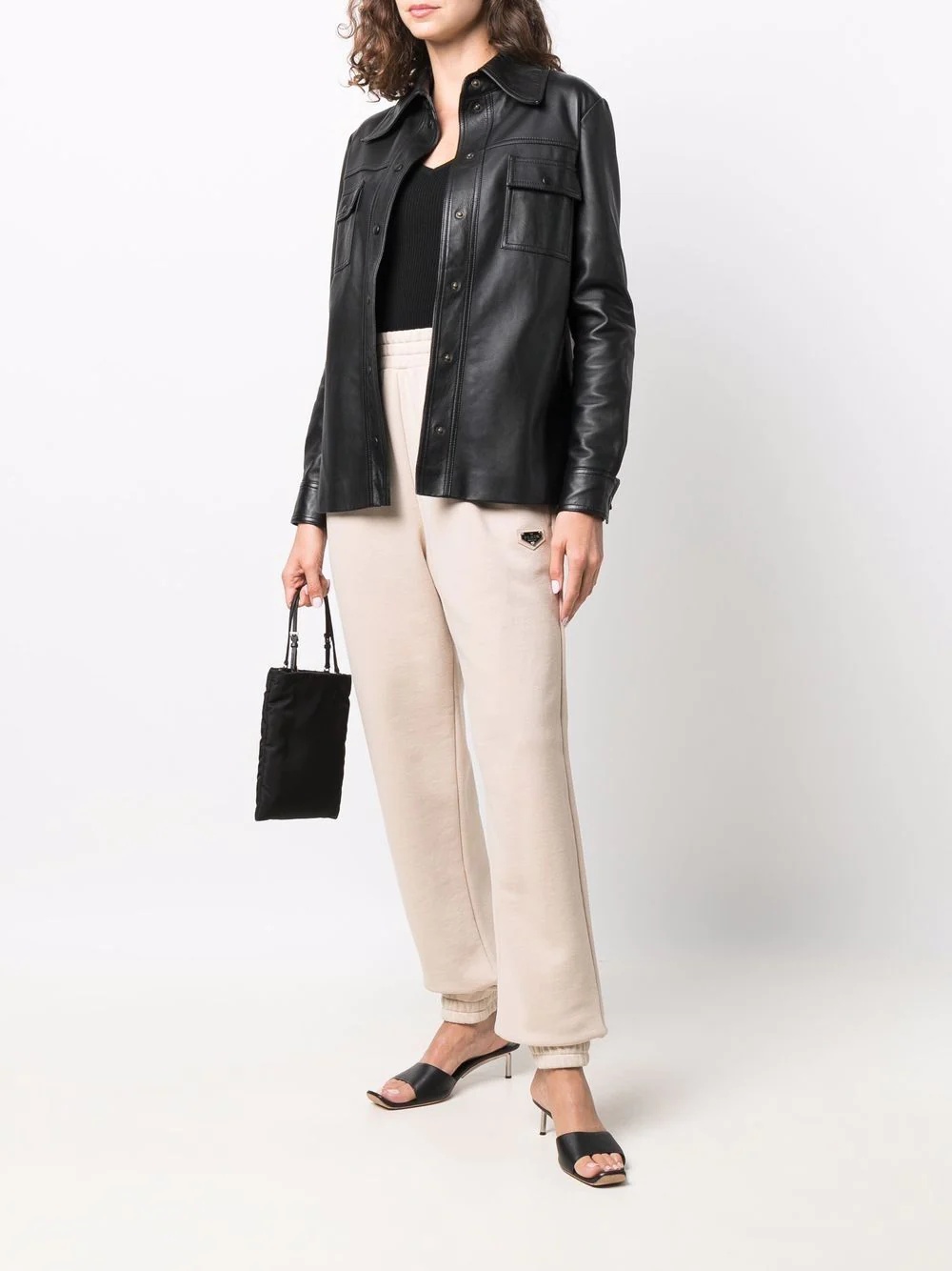 high-waisted cotton track pants - 2