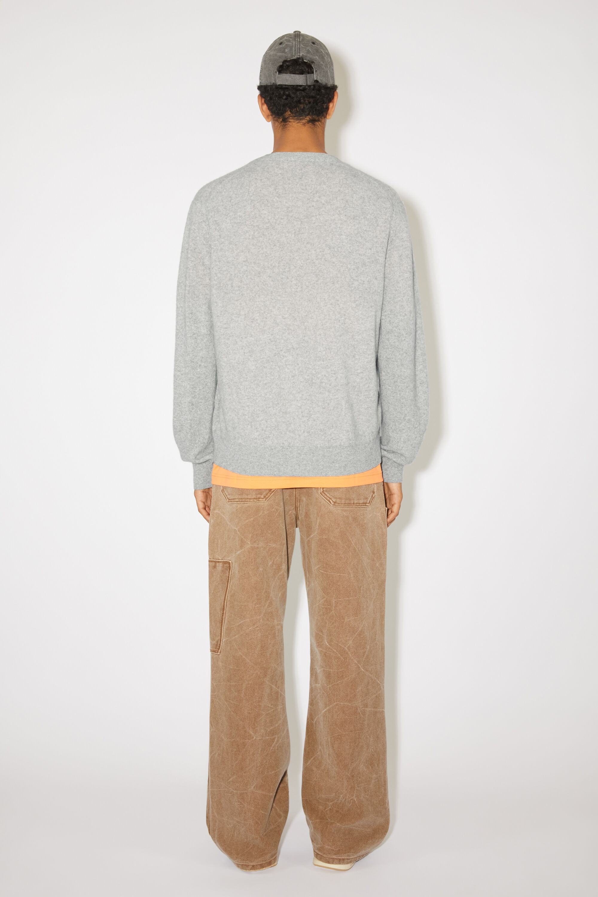 V-neck cardigan - Light Grey Melange - 3