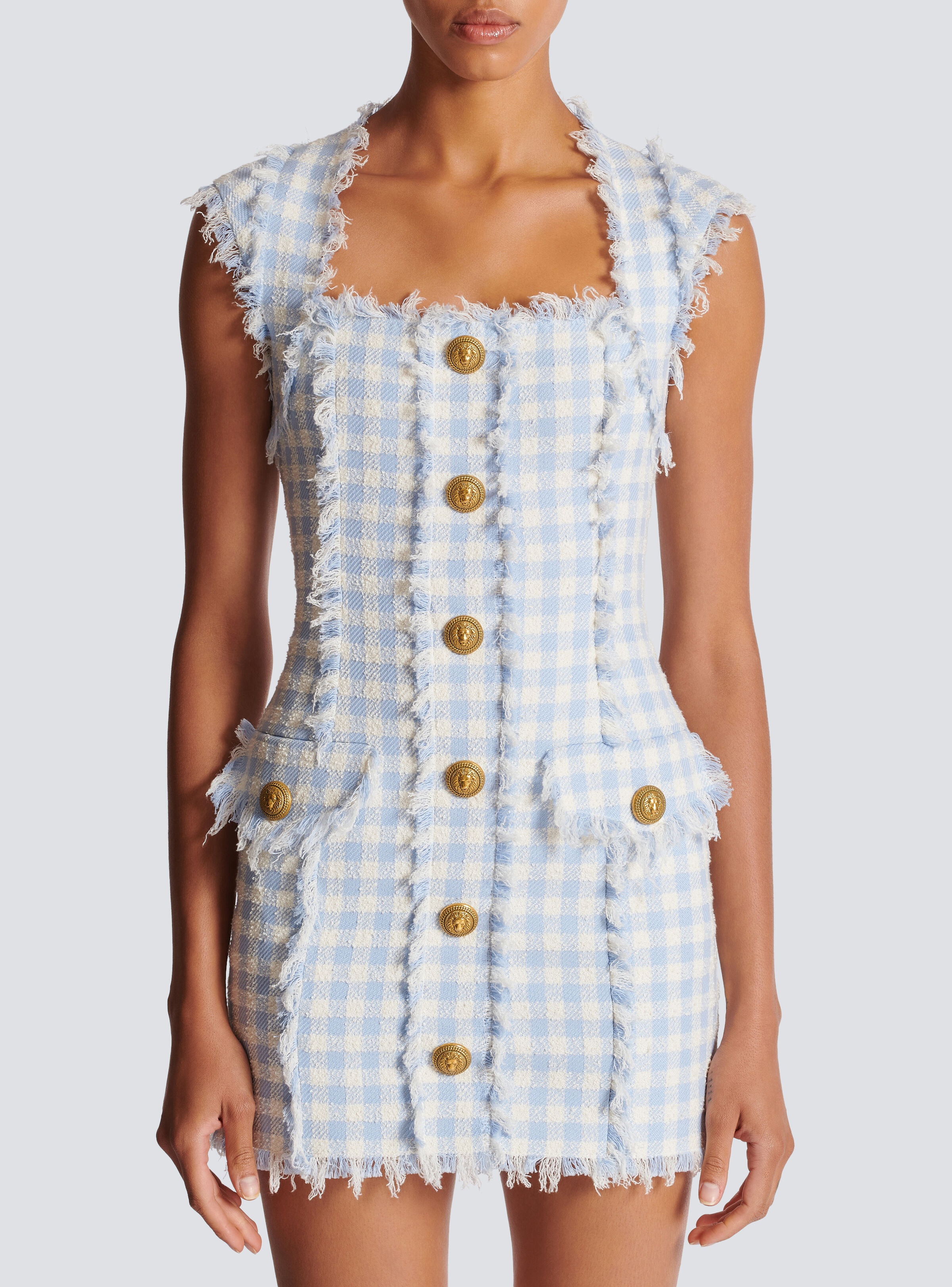 ワンピース Balmain Embroidered Tweed Dress Tweed dress with pearl trim - Women | BALMAIN