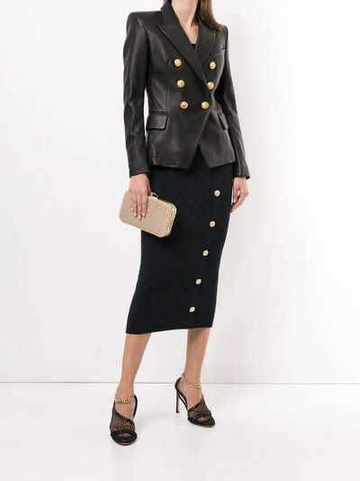 Balmain buttoned leather jacket outlook