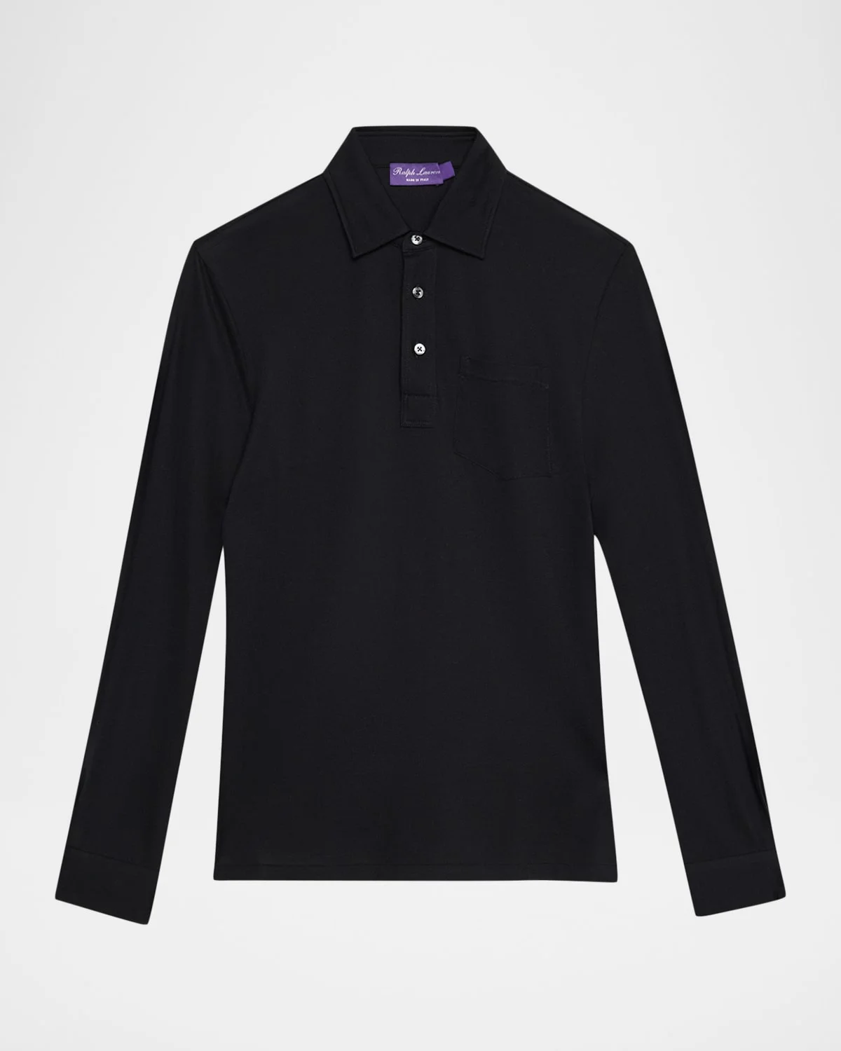 Men's Cotton and Cashmere Long-Sleeve Polo Shirt - 1