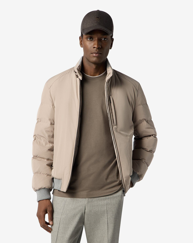 CORNELIANI Beige technical poplin bomber jacket outlook