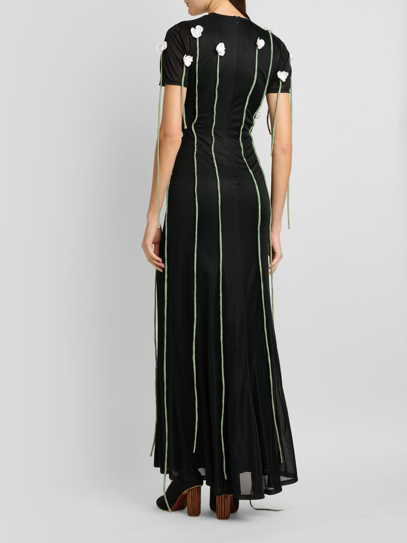 Women's Floral Appliqué Maxi Dress - Multi Black 3