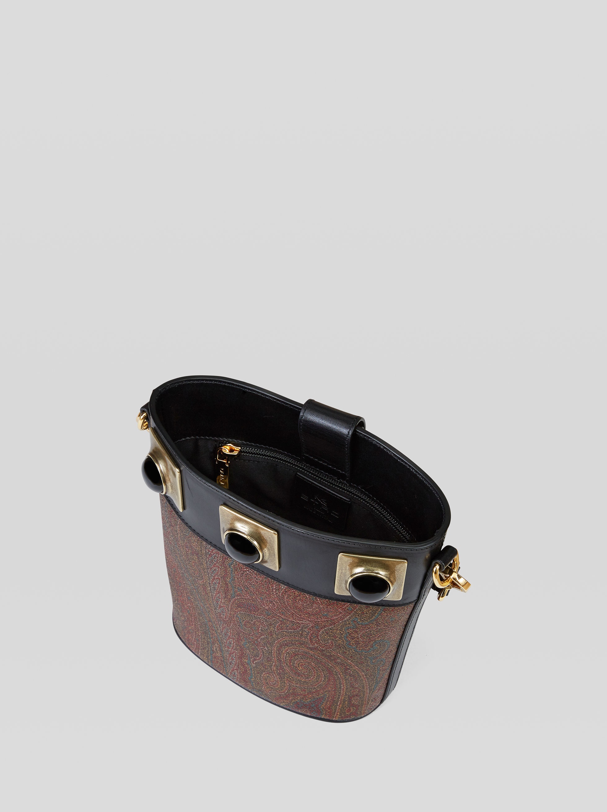 CROWN ME PAISLEY BUCKET BAG WITH BLACK STUDS - 4