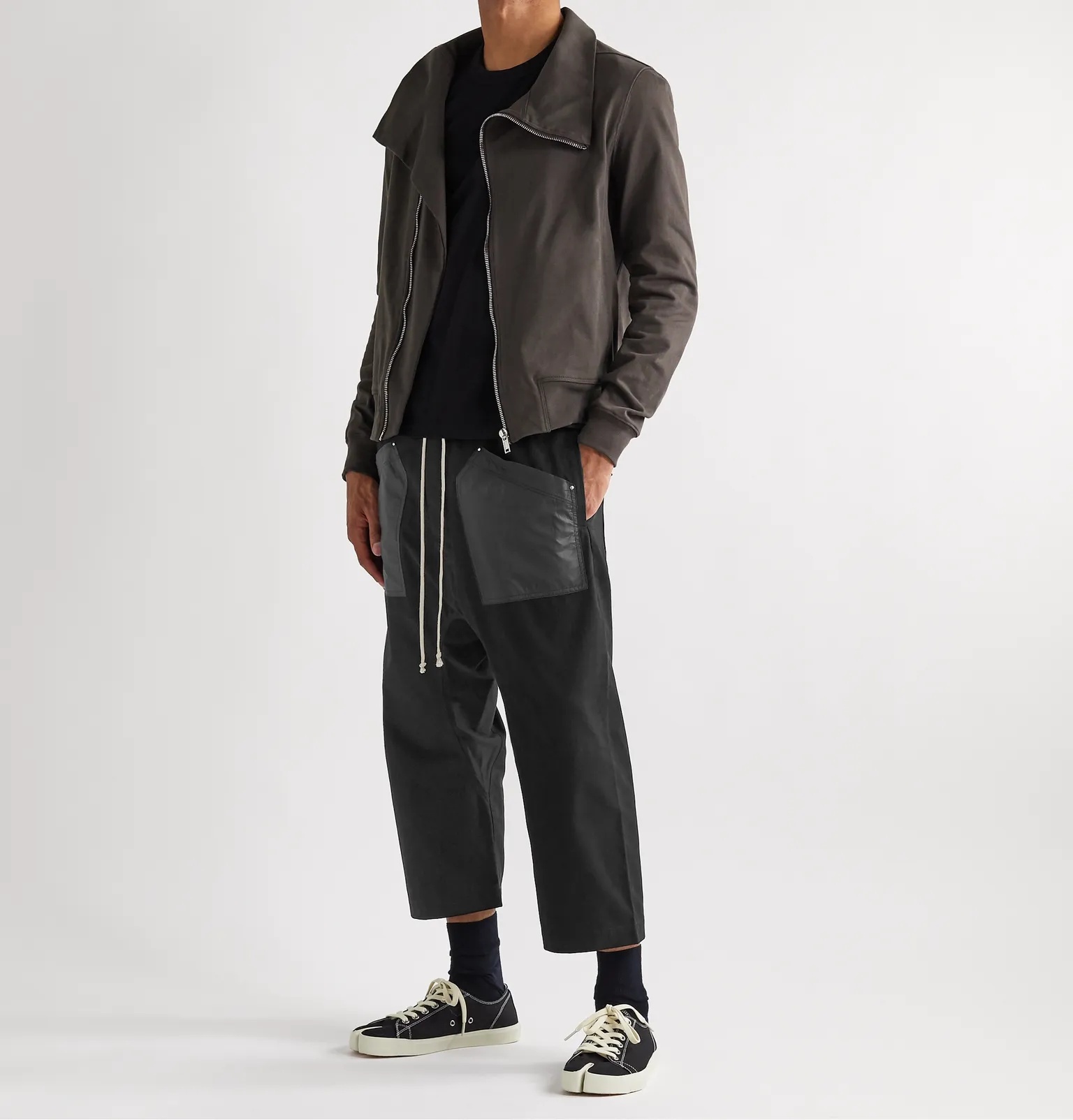 DRKSHDW Cropped Shell-Trimmed Cotton-Twill Drawstring Cargo Trousers - 2