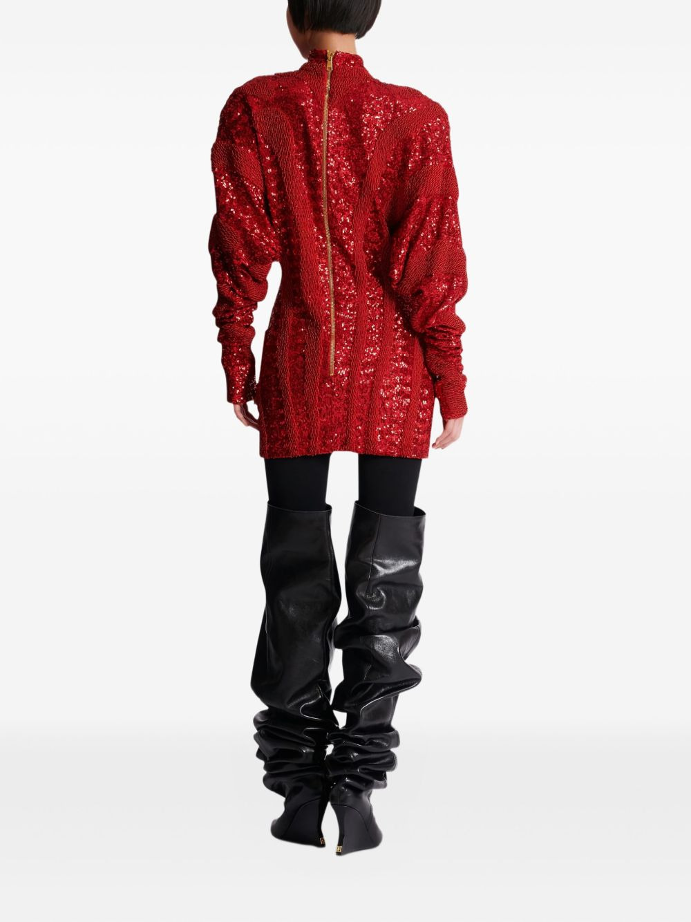 sequin mock-neck mini dress - 4