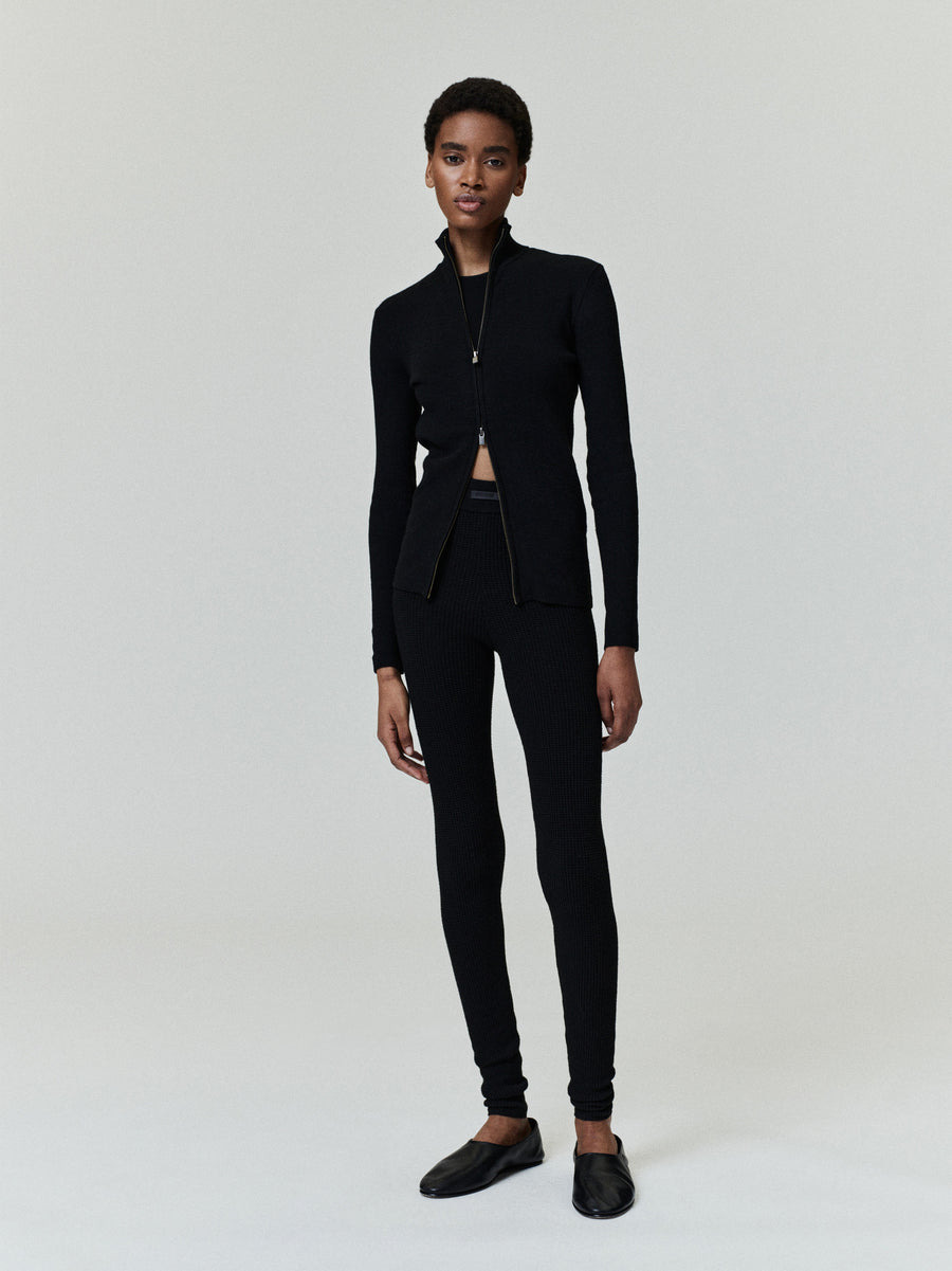 Womens Rib Knit Zip-Up Jacket - 1