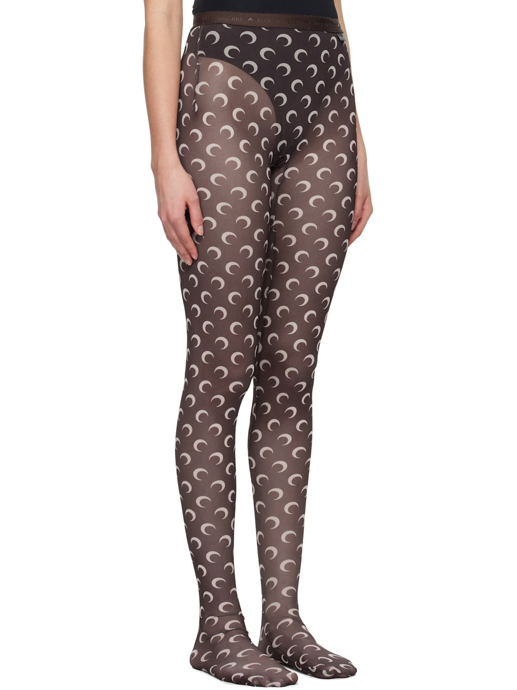 Brown Recycled Moon Mesh Tights - 2