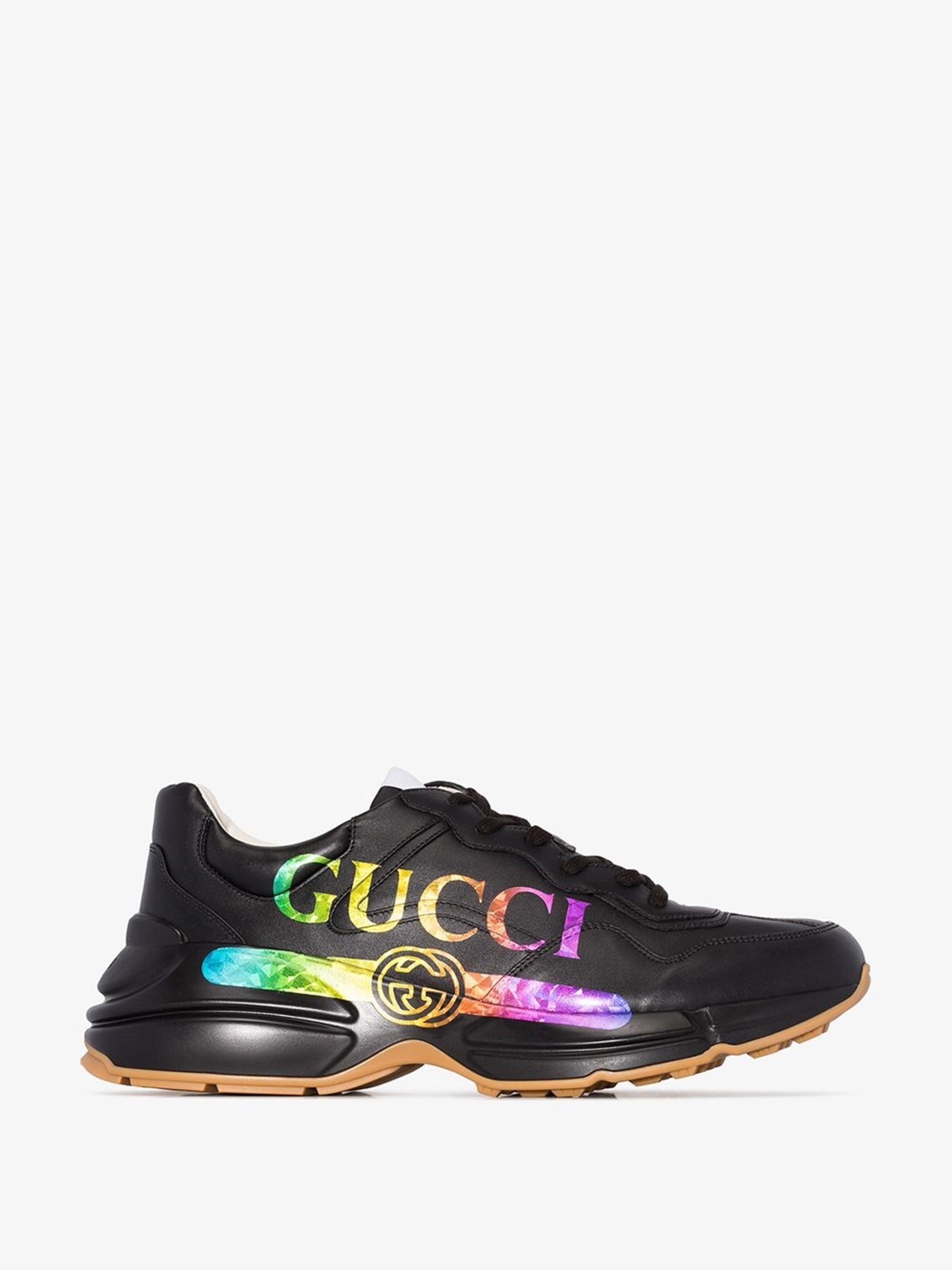 black Rhyton logo print leather sneakers - 1