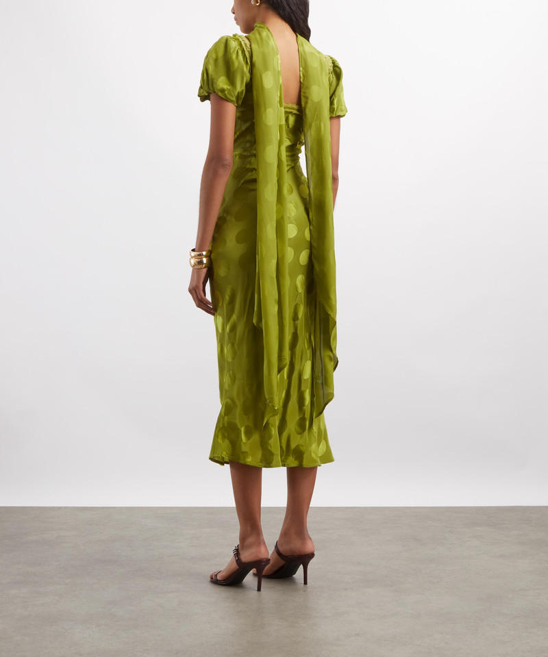 Aoife Jacquard Green Spot Midi Dress 4