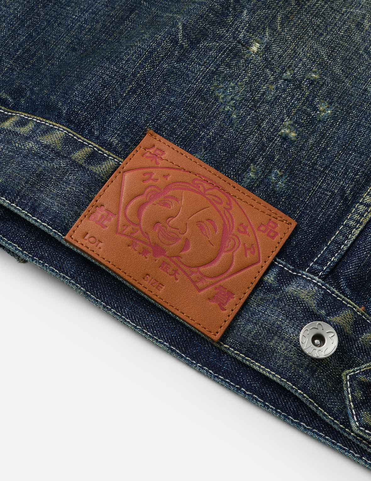 Washed Seagull Embroidery Relax Fit Denim Jacket - 10