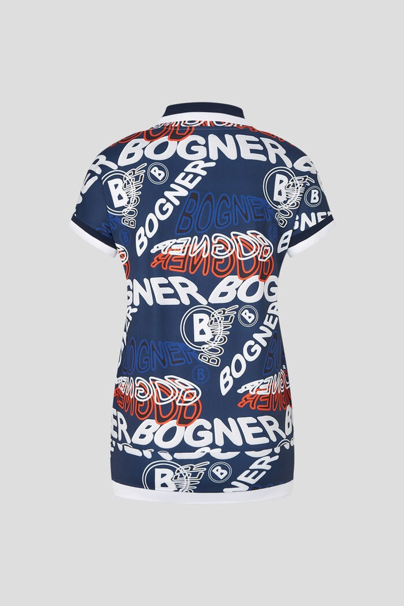 BOGNER Dorisa Functional polo shirt in Dark blue/Off-white/Red outlook