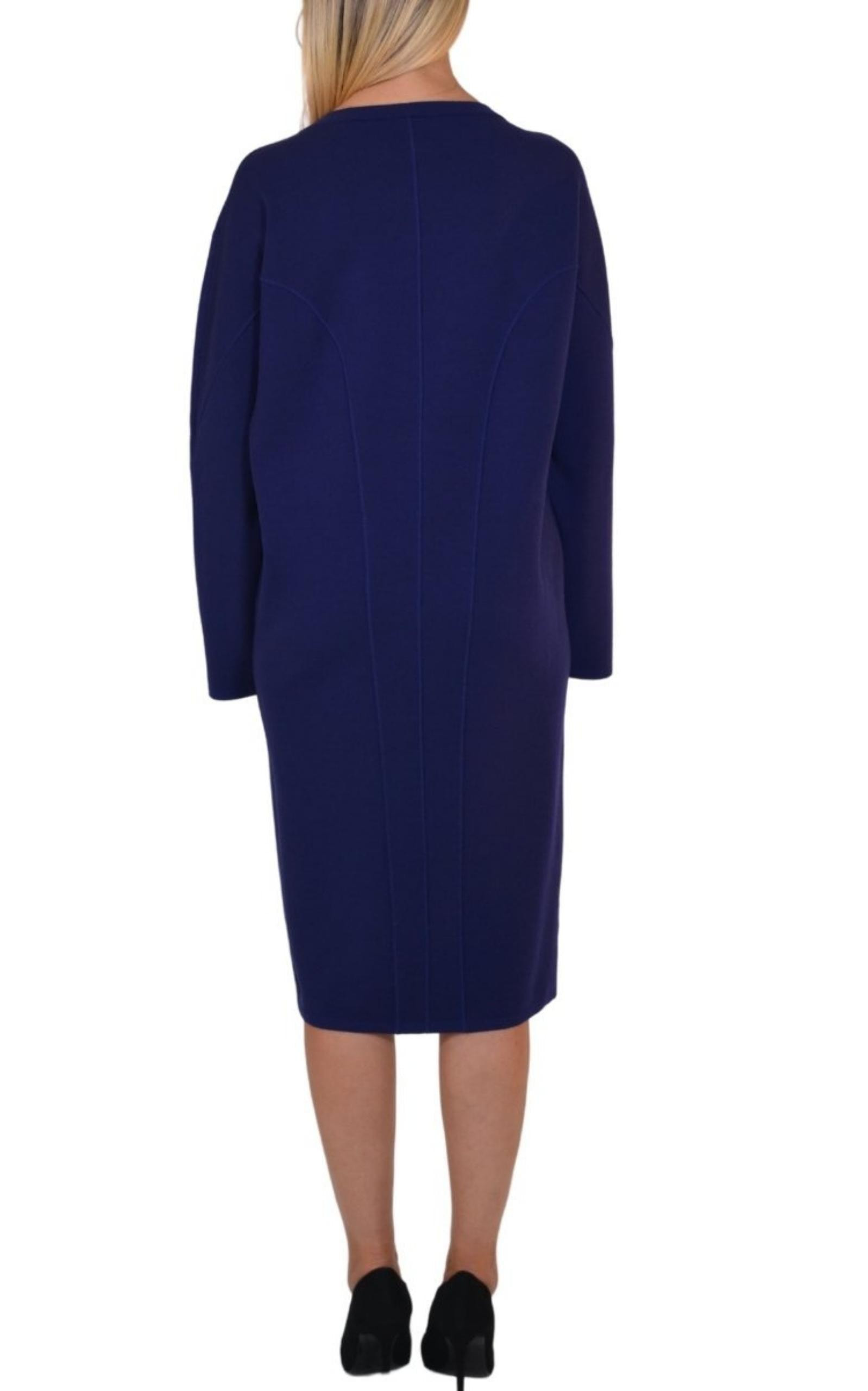 Purple Wool Midi Dolman Long Sleeve Dress - 5