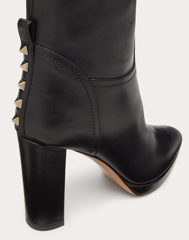 Rockstud Calfskin Leather Platform Boot 100mm 5