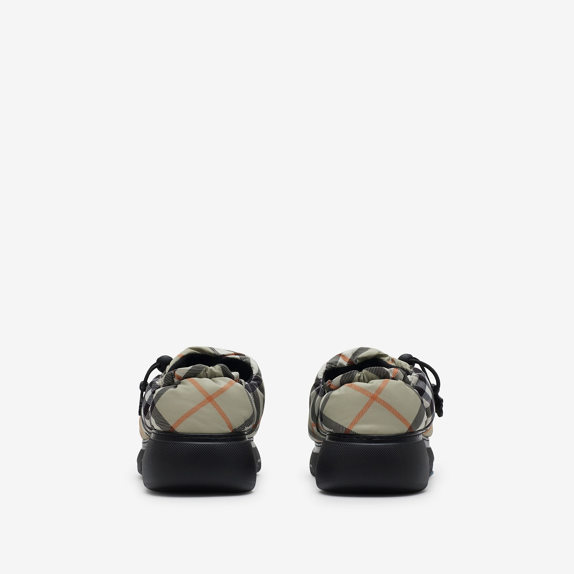 Check Nylon Blend Pillow Mules - 4