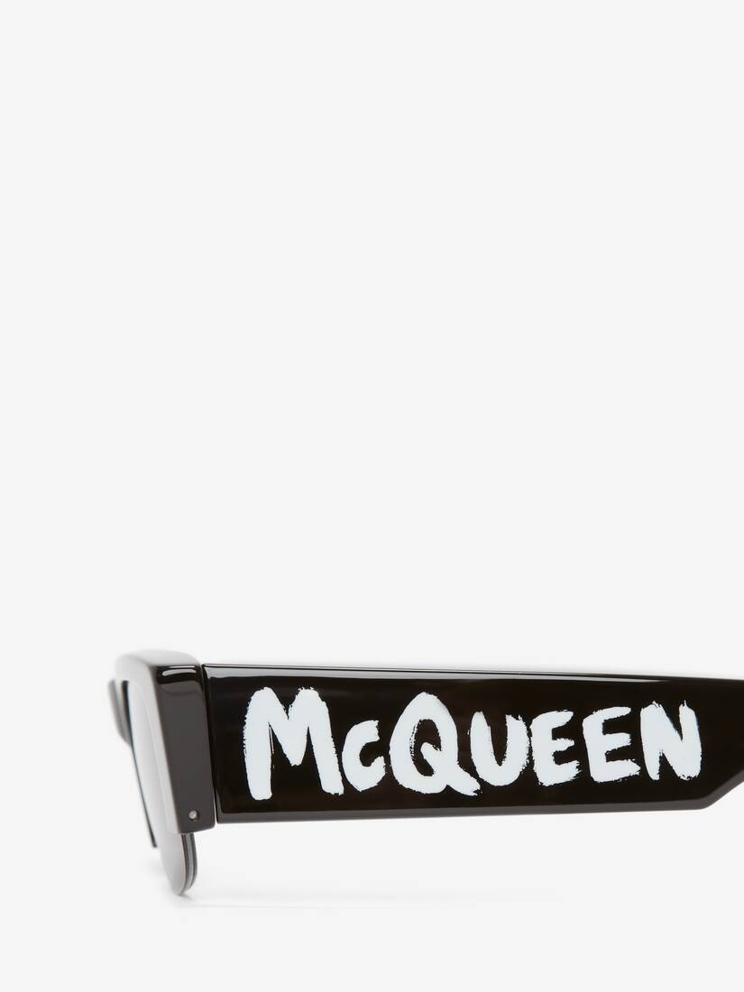 Women's McQueen Graffiti Slashed Sunglasses in Black - 4