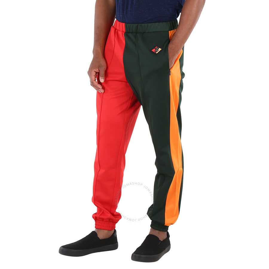 Burberry Runway Men's Green Bi-color Plain Cotton Logo Pants - 5