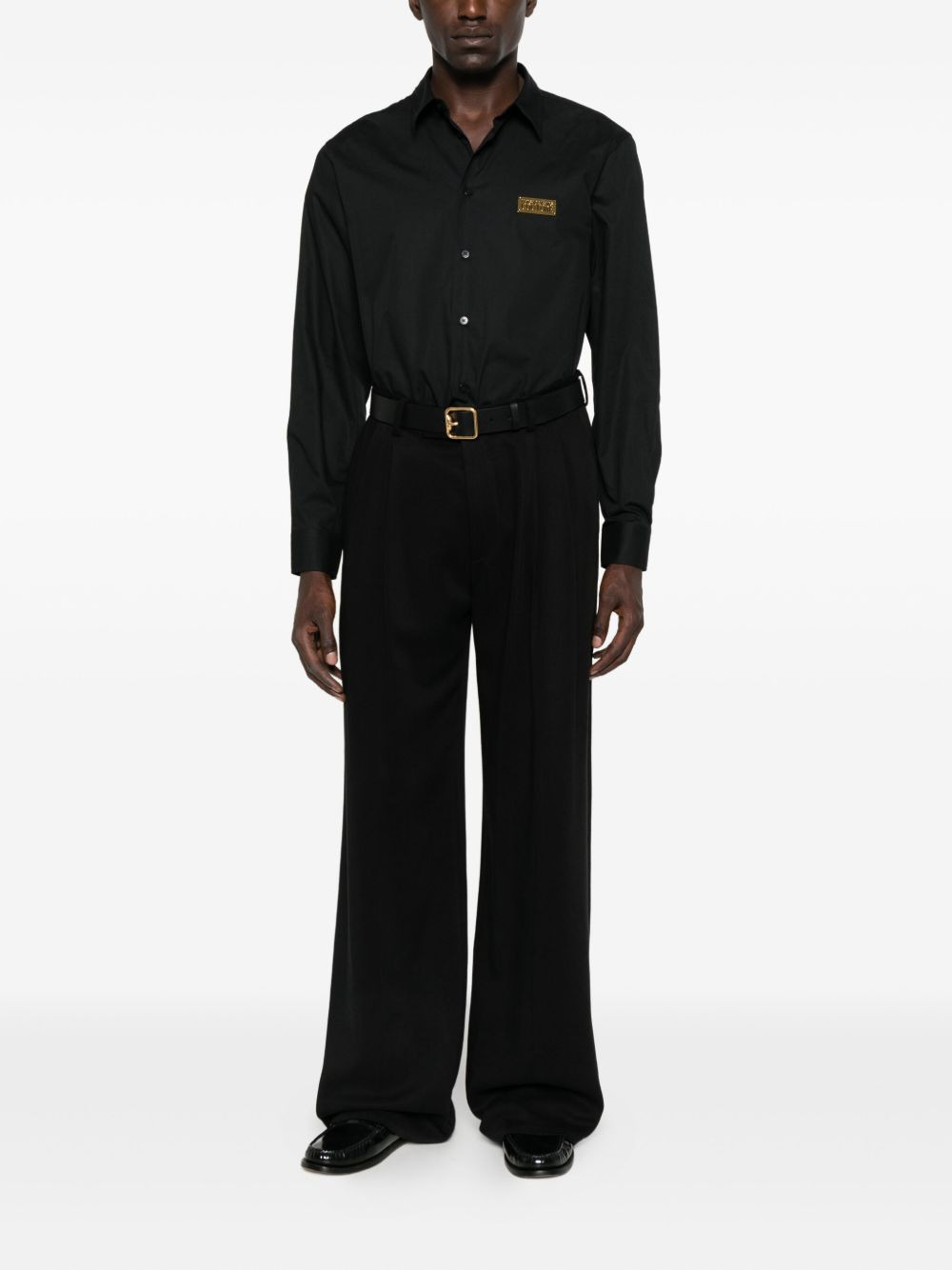 logo-plaque cotton shirt - 2
