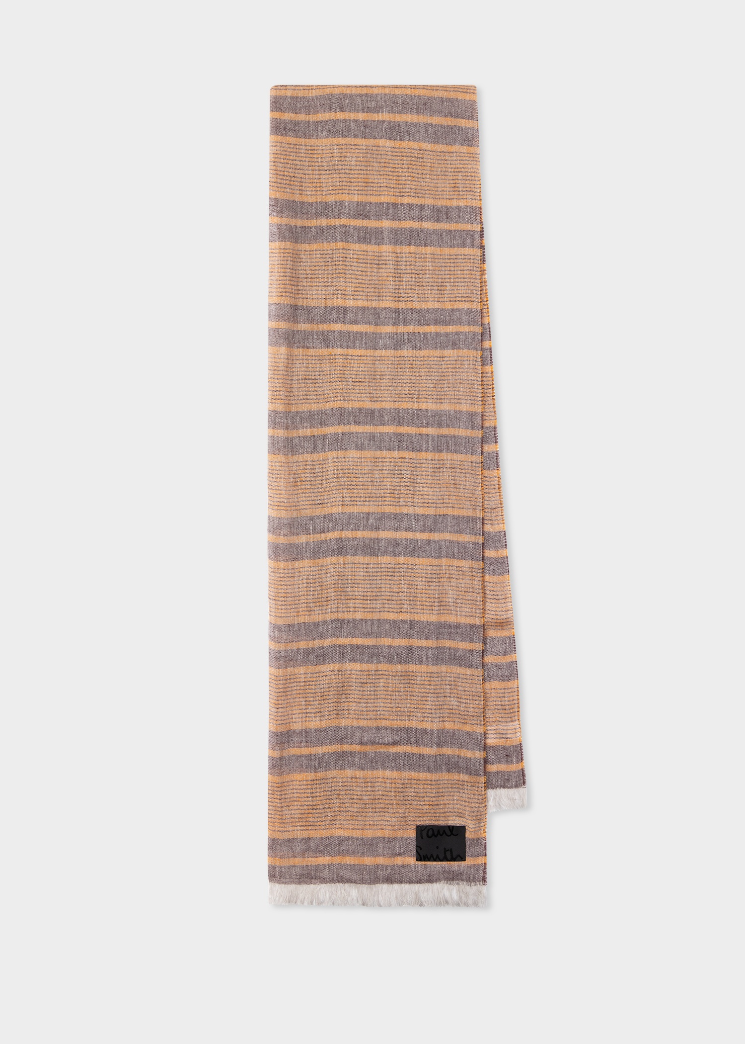 Orange Linen Stripe Scarf - 1